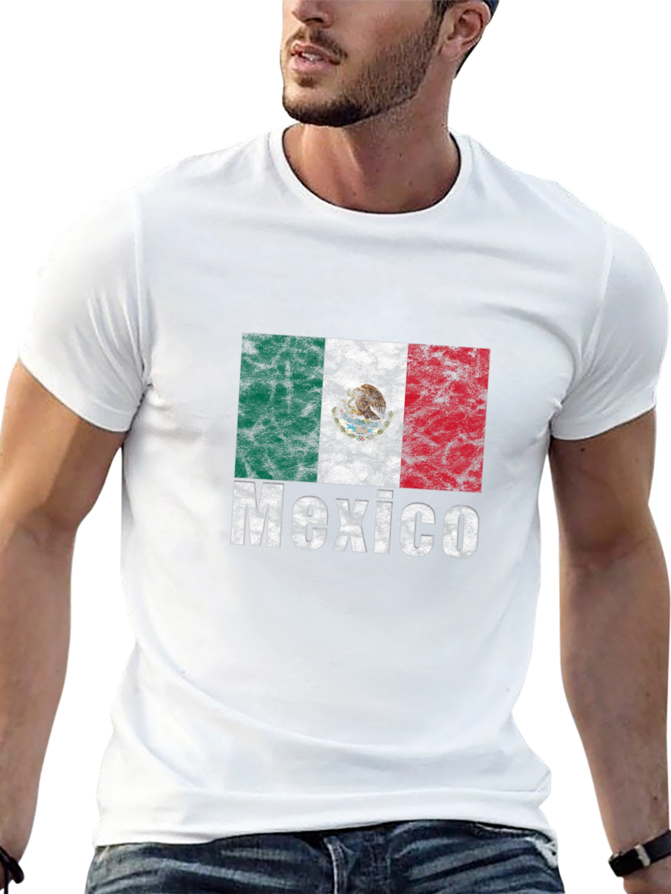 Distressed Mexico Flag Graphic T-Shirt