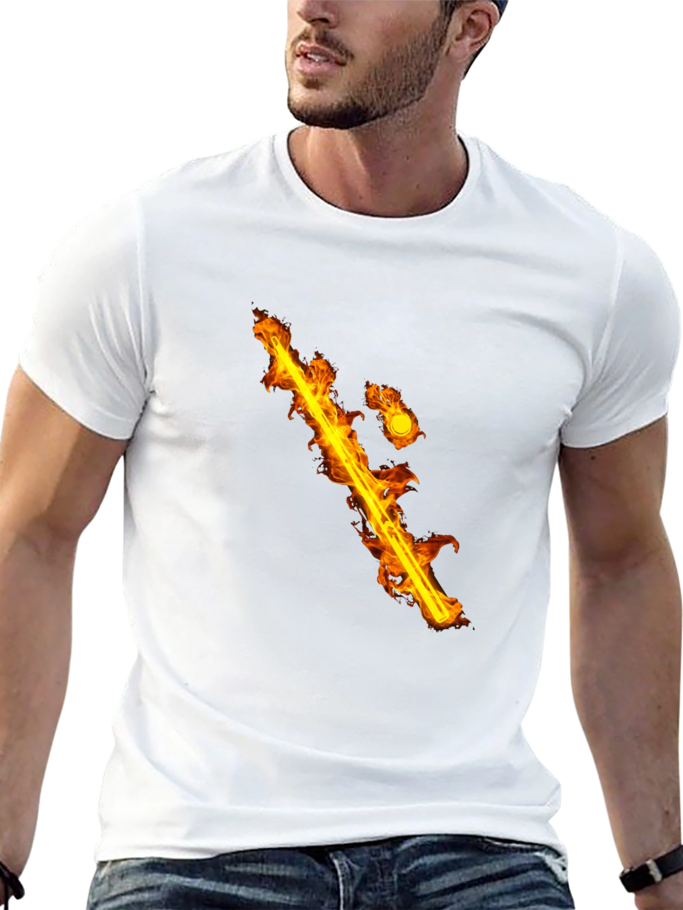 Flaming Sword Graphic Black T-Shirt