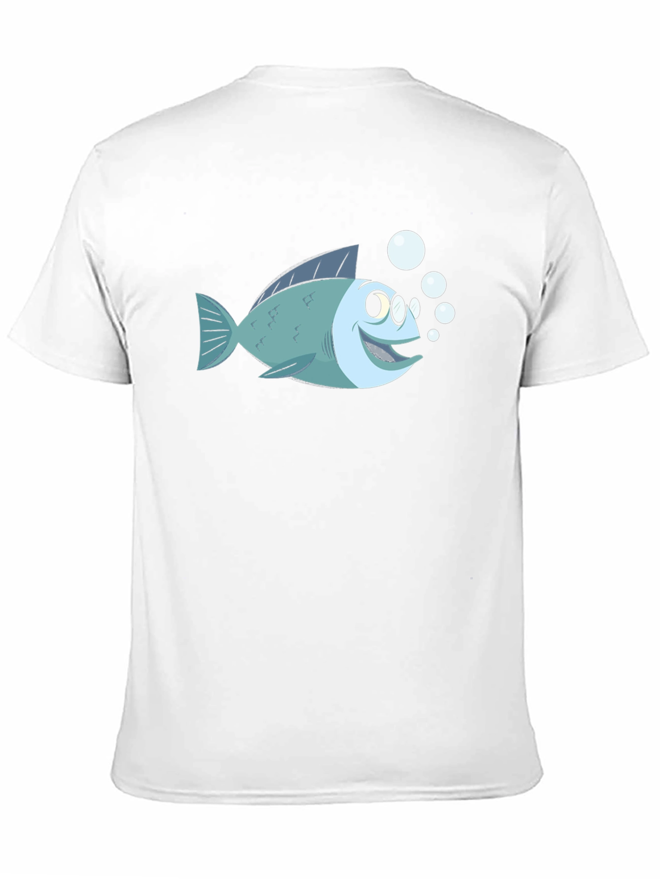 Cartoon Fish T-Shirt - Black Cotton Tee
