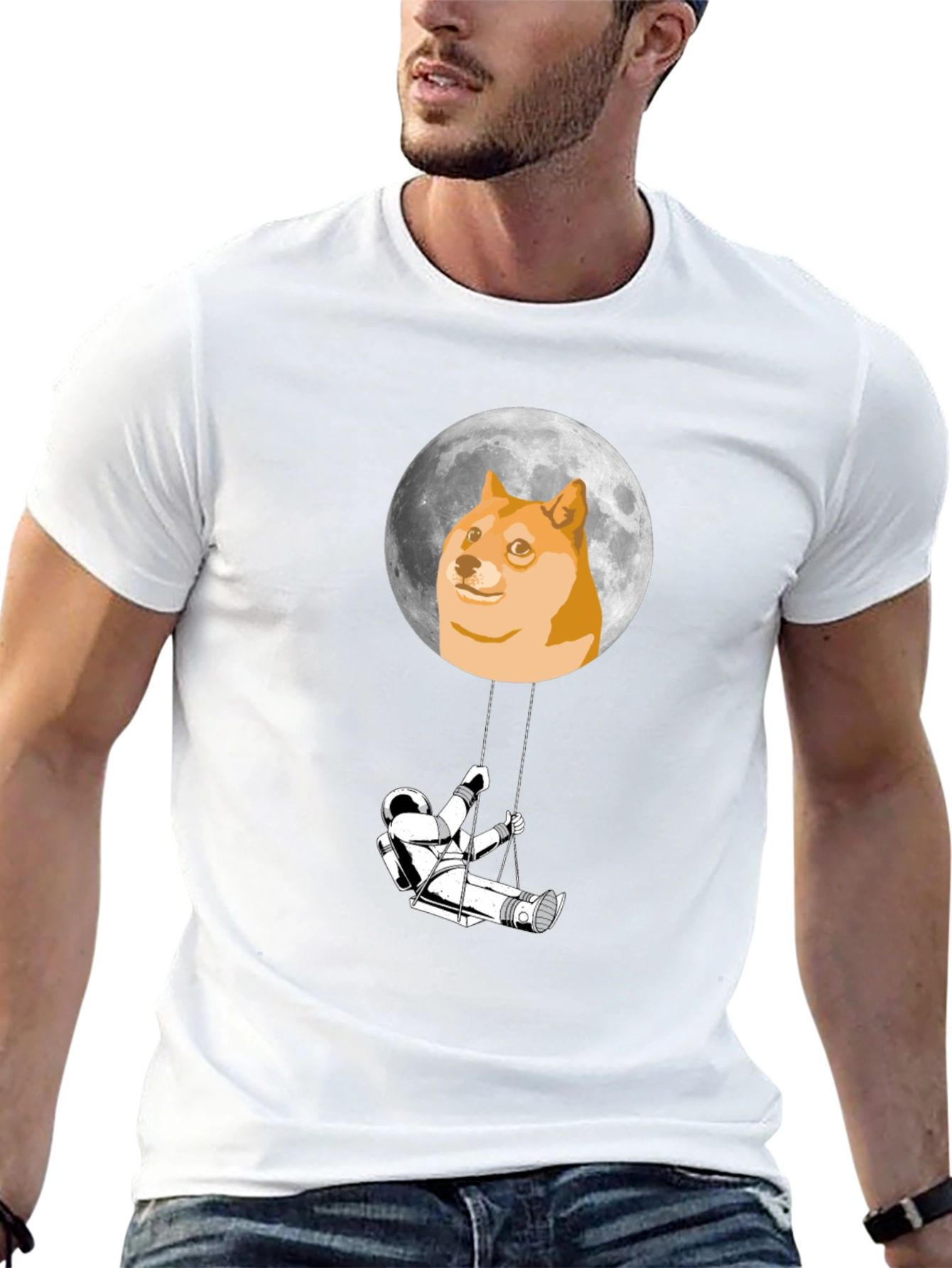 Doge Moon Astronaut Swing Graphic Tee