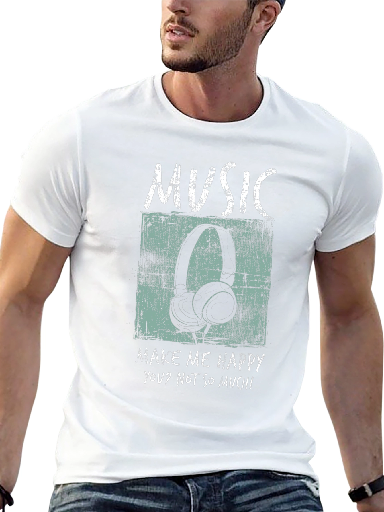 Music Headphones Graphic Print T-Shirt
