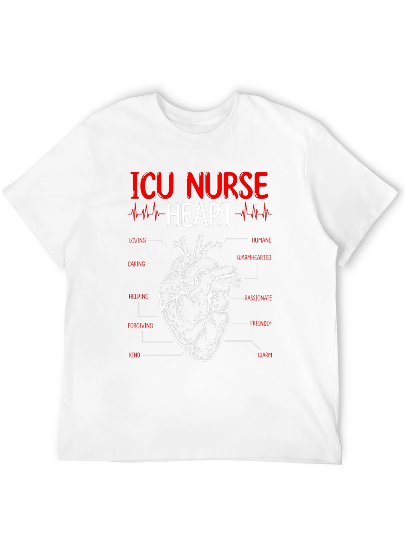 ICU Nurse Heart Anatomy T-Shirt