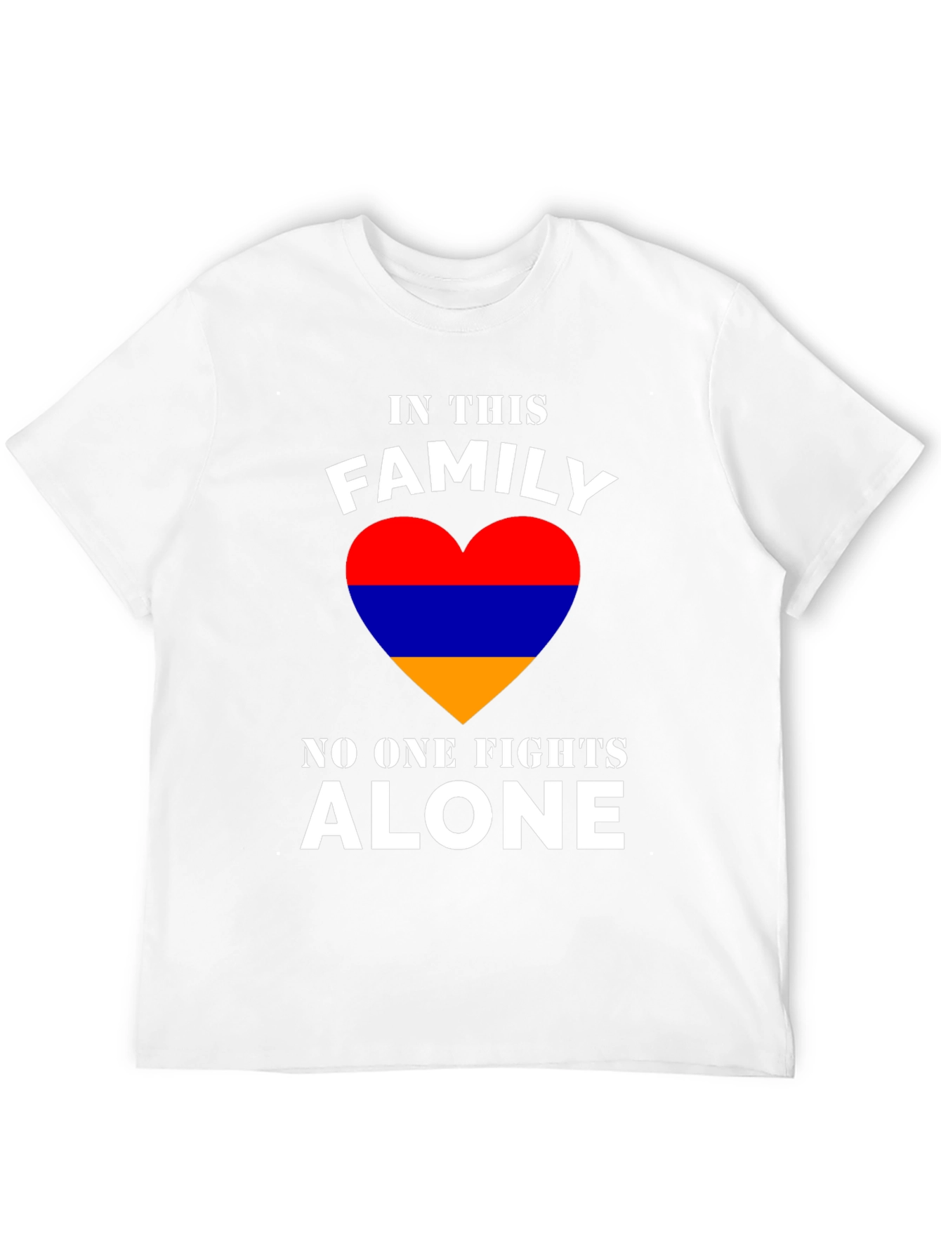 Family Fights Alone Armenian Flag Heart Black T-shirt