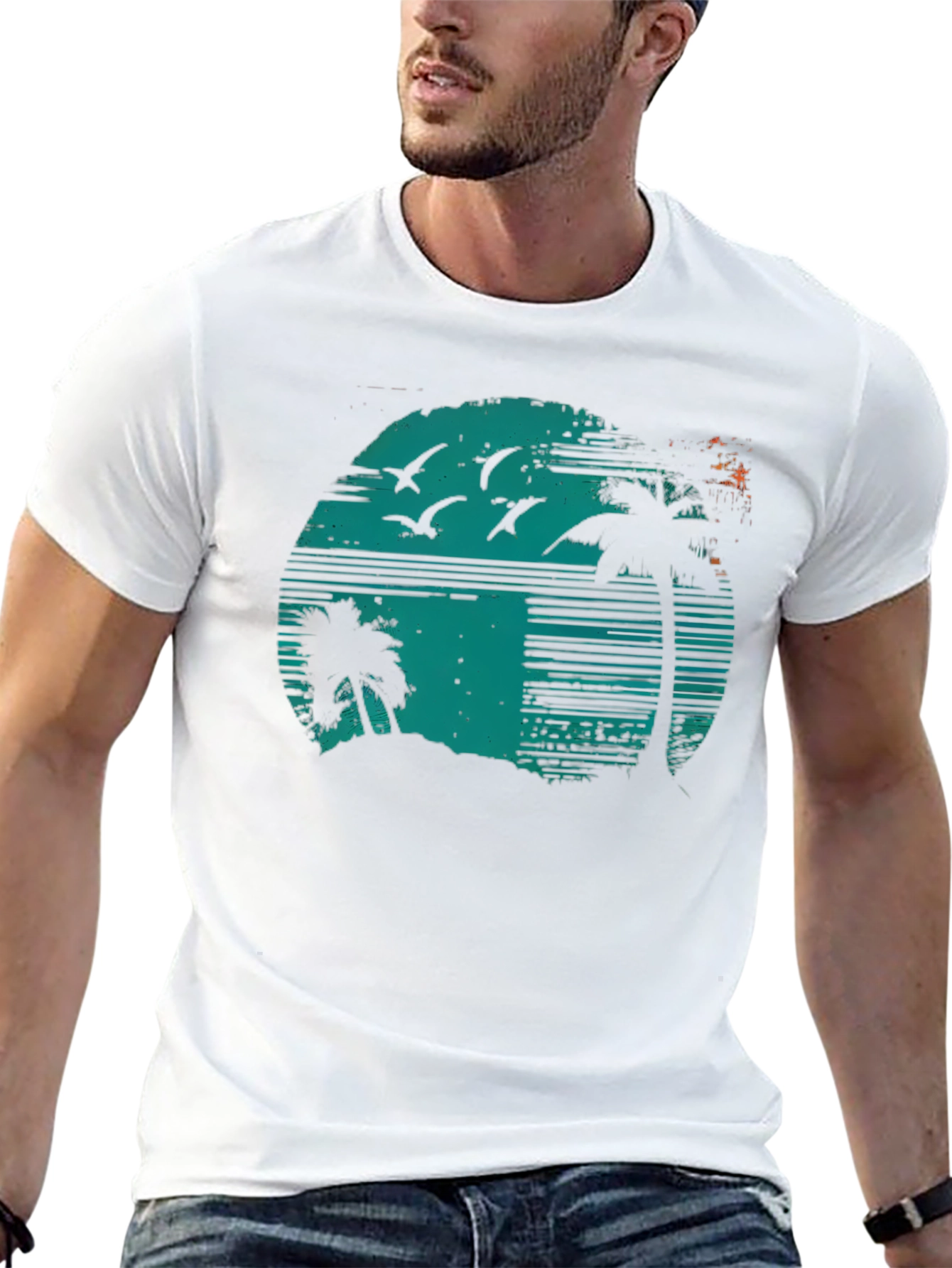 Retro Sunset Palm Tree Graphic Tee