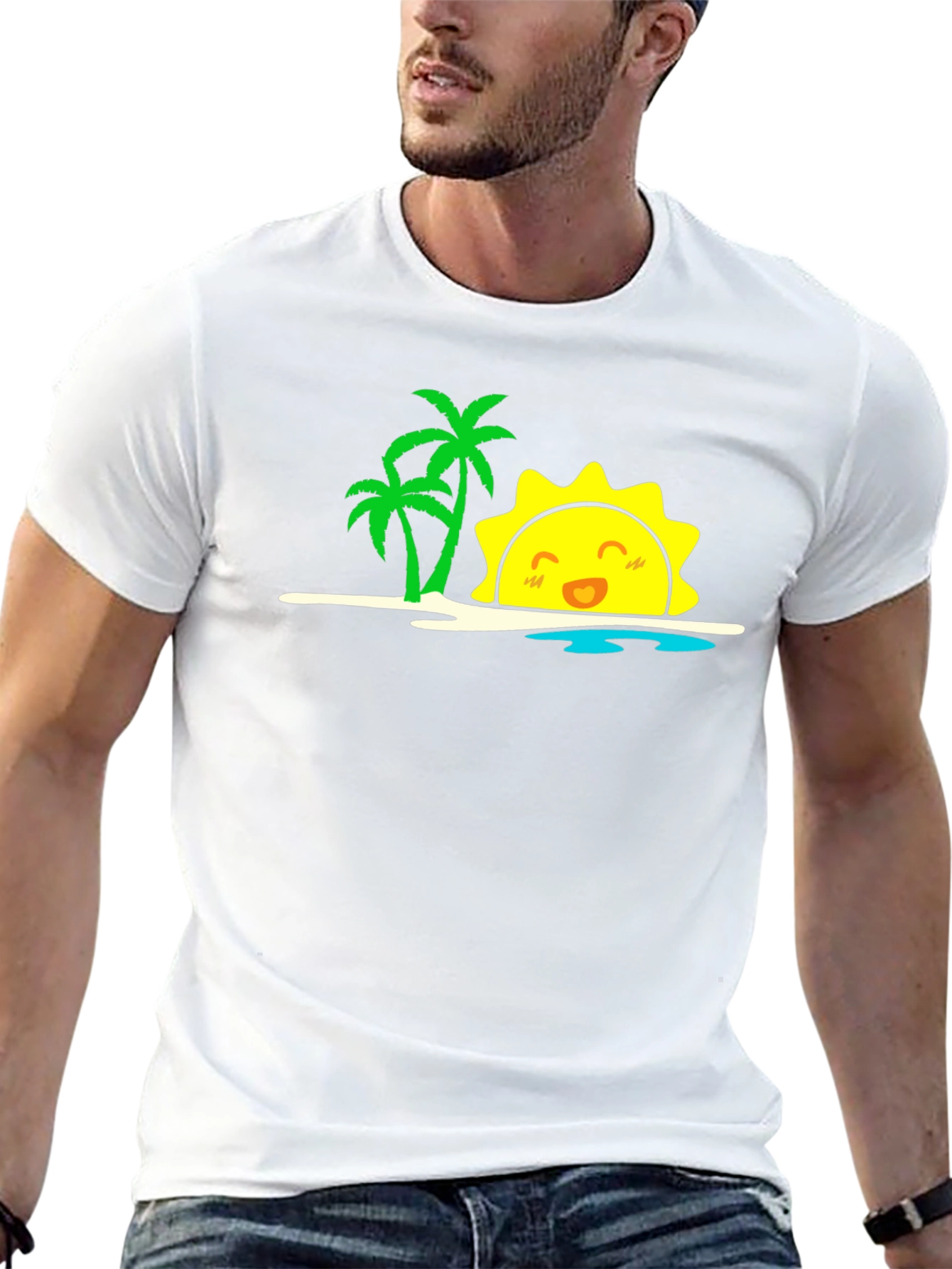 Tropical Sun Graphic Black T-Shirt