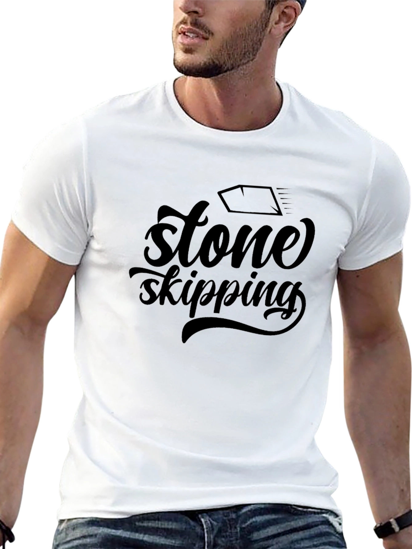 Stone Skipping Graphic Tee - Black