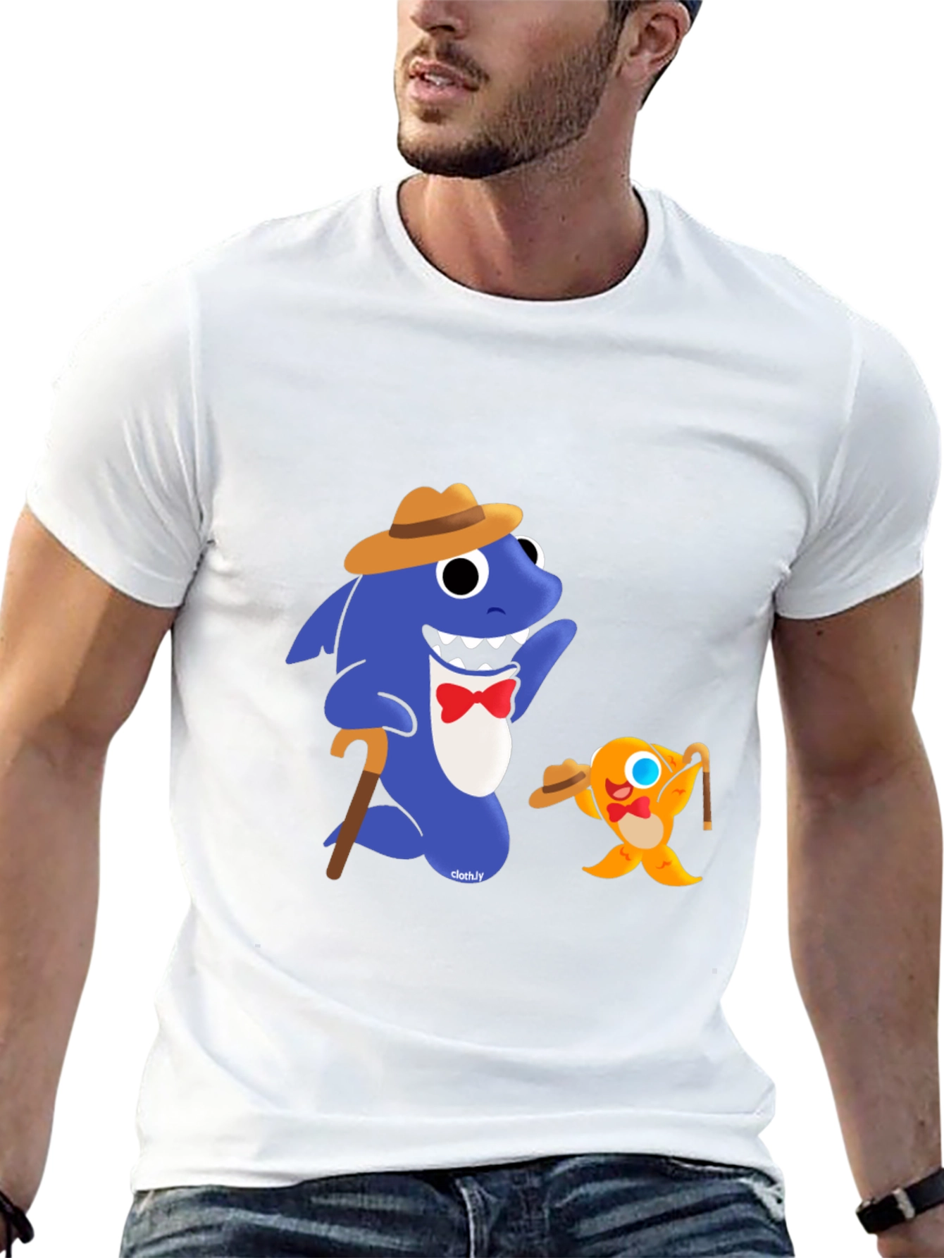 Baby Shark Gangster T-Shirt Funny Cartoon Tee