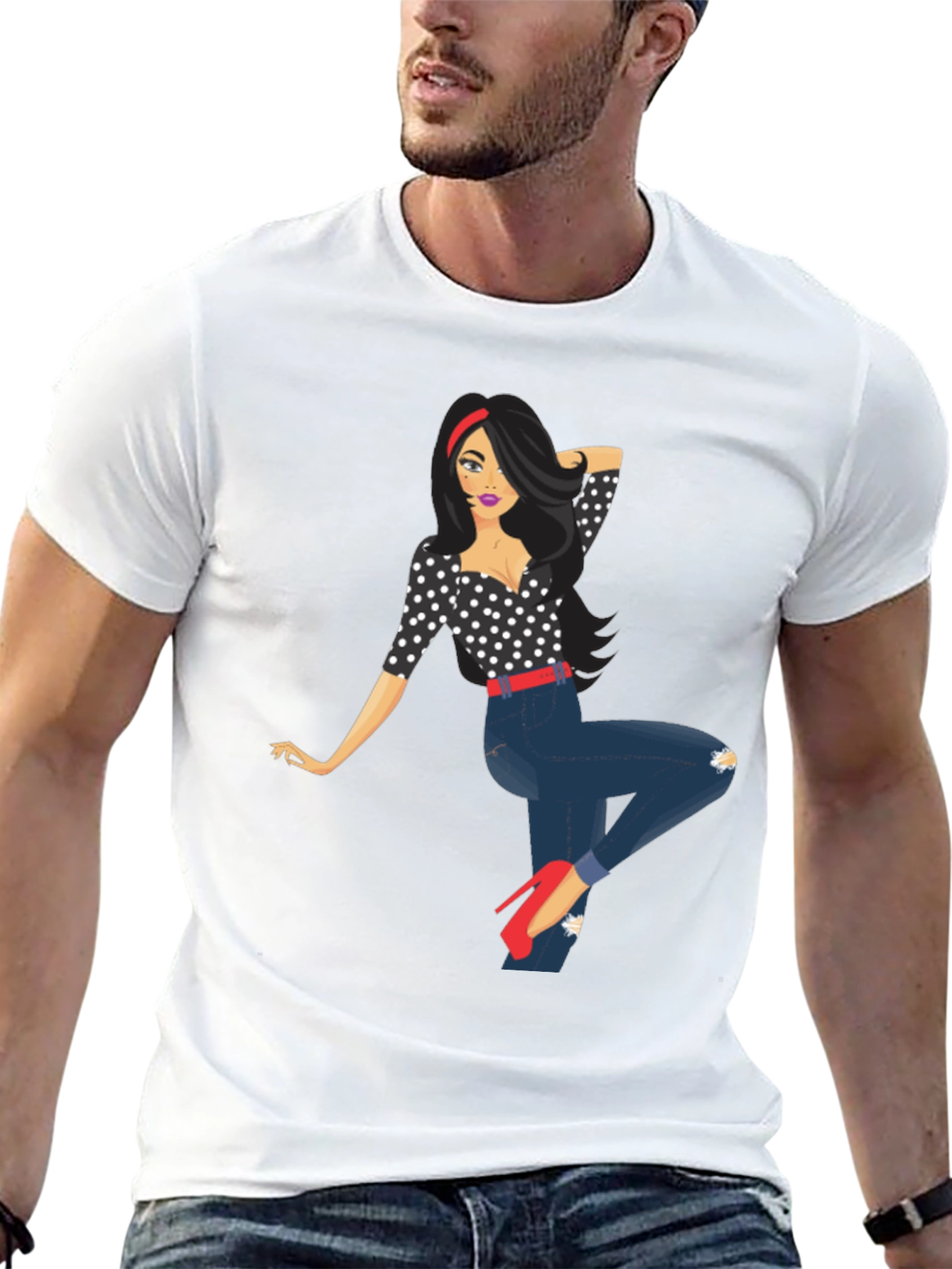 Polka Dot Pin-Up Girl Graphic Tee