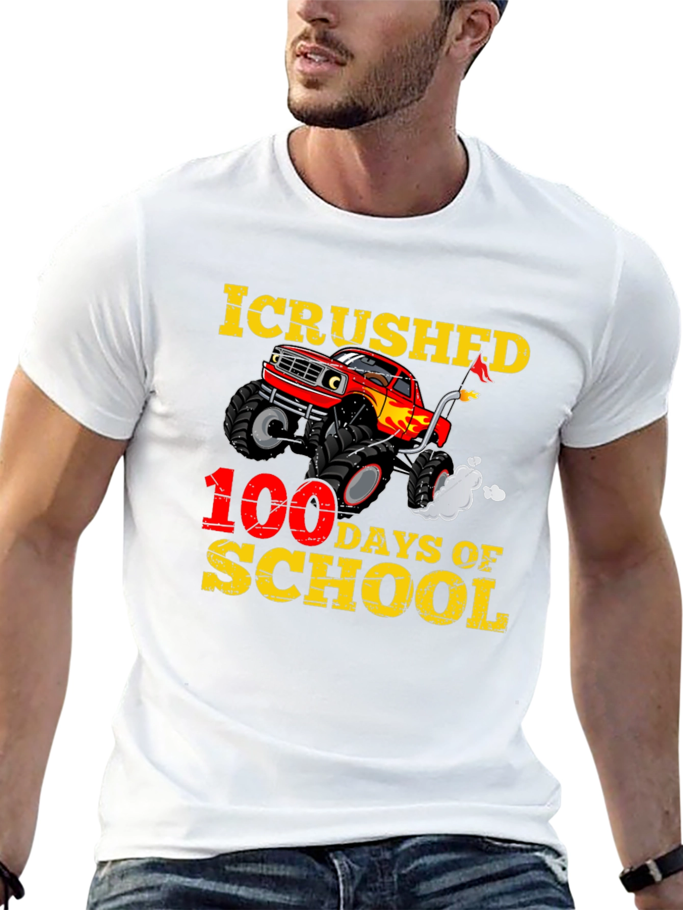 I Crushed 100 Days of School Monster Truck T-Shirt