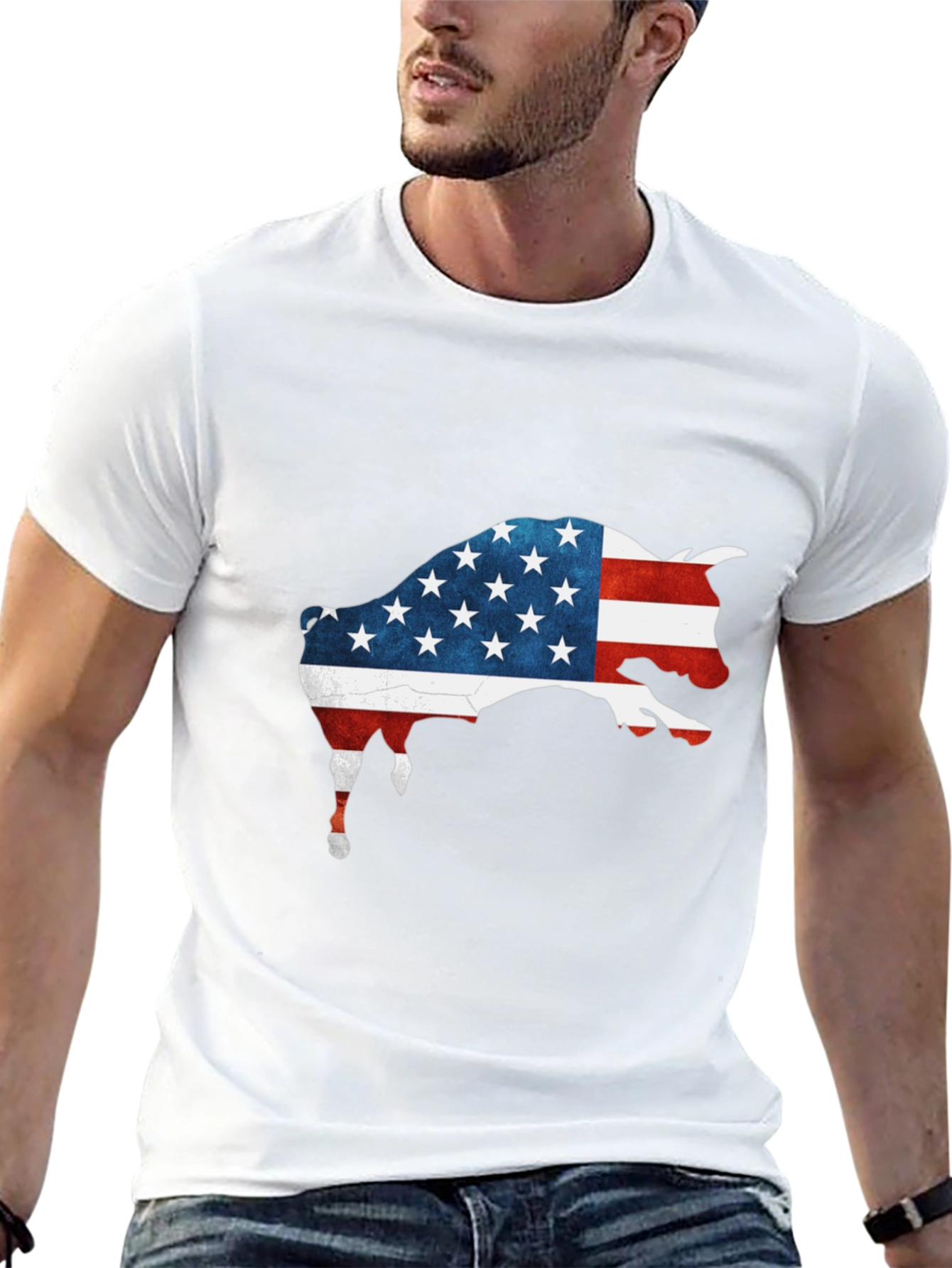 American Bull Flag Graphic Tee - Black