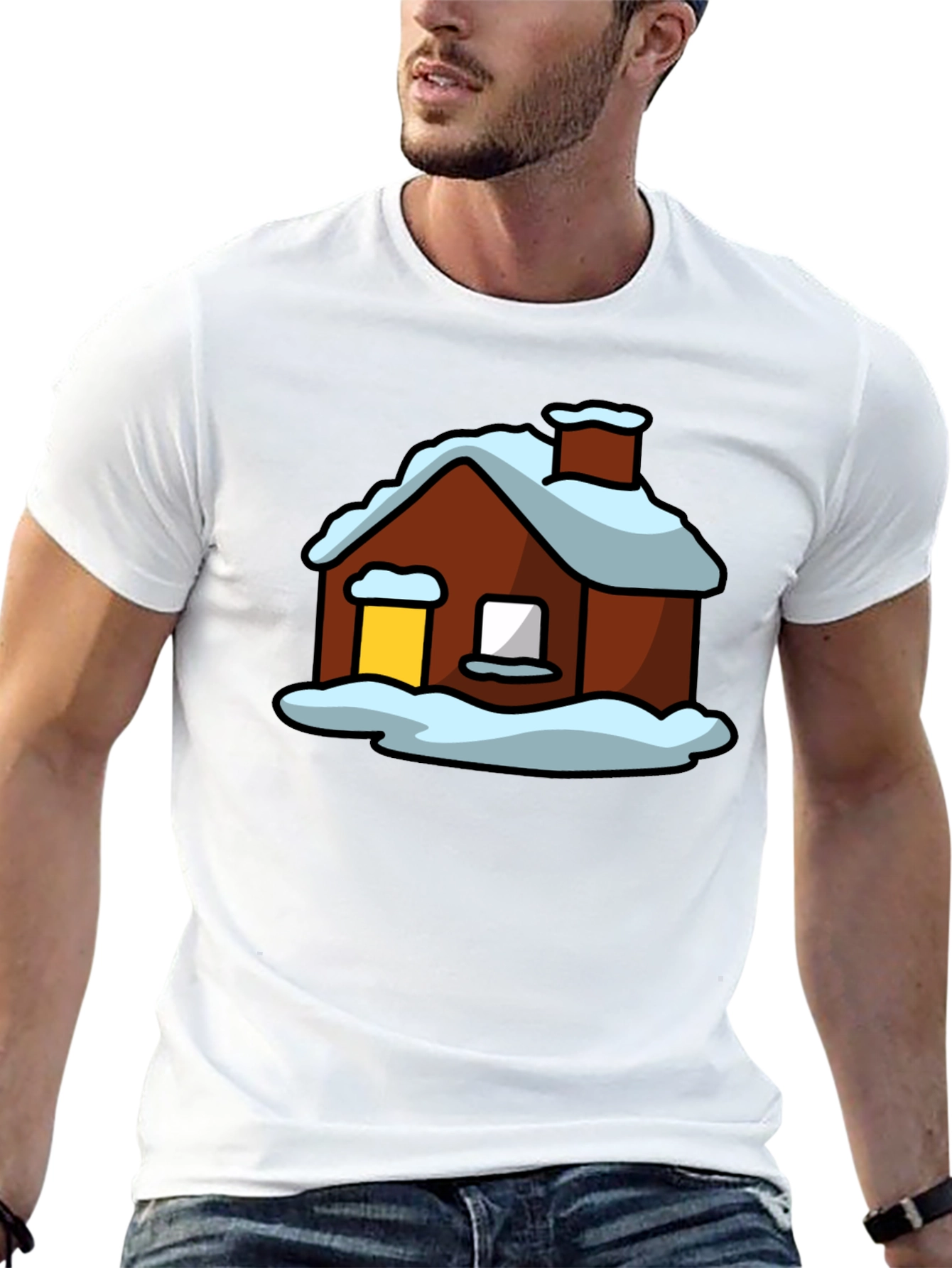 Winter Cabin Graphic Tee - Cozy Holiday Shirt