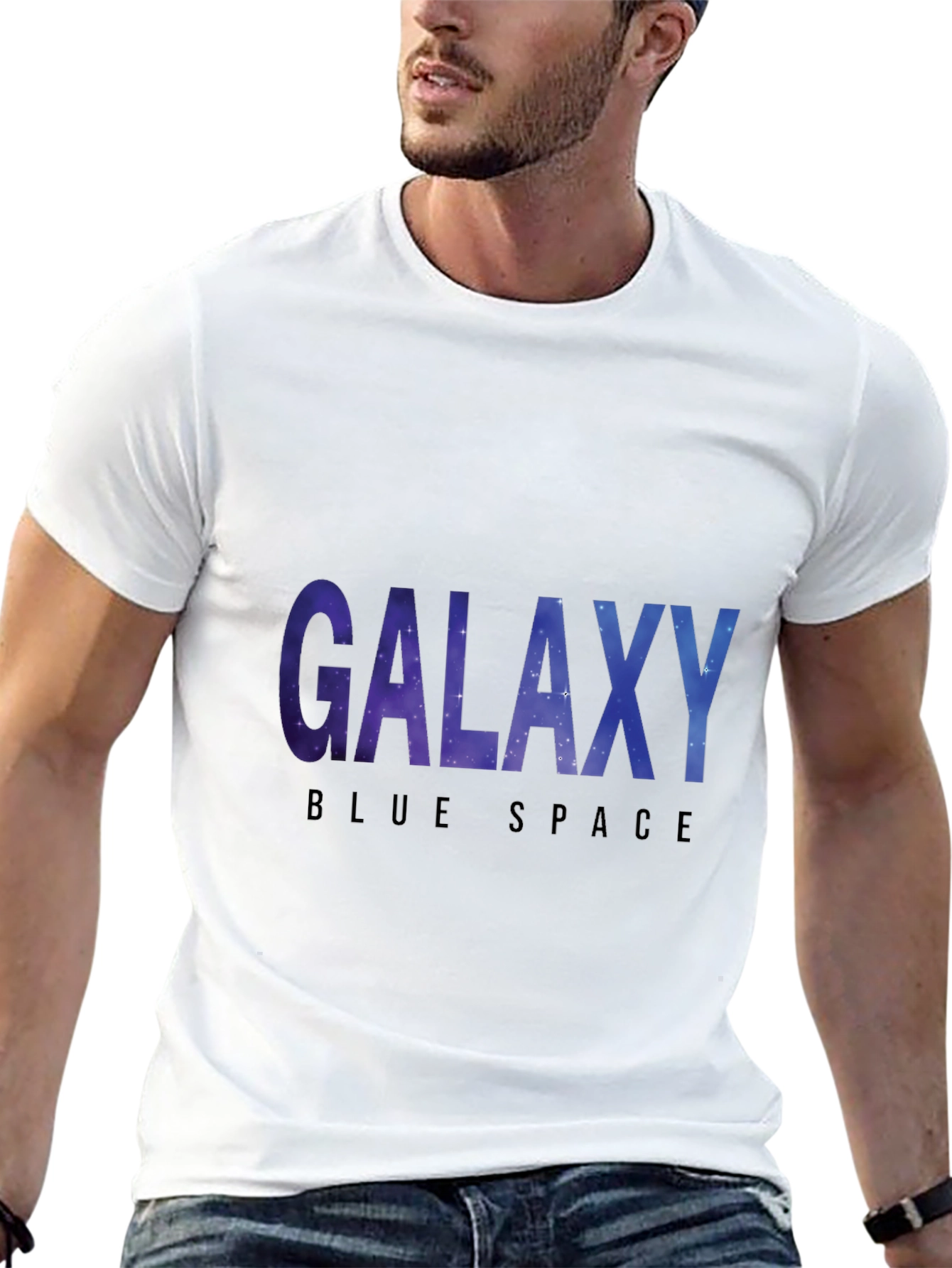 Galaxy Blue Space Black T-Shirt