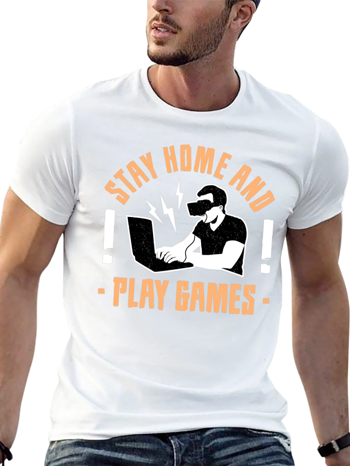 Stay Home Play Games Black Graphic Tee