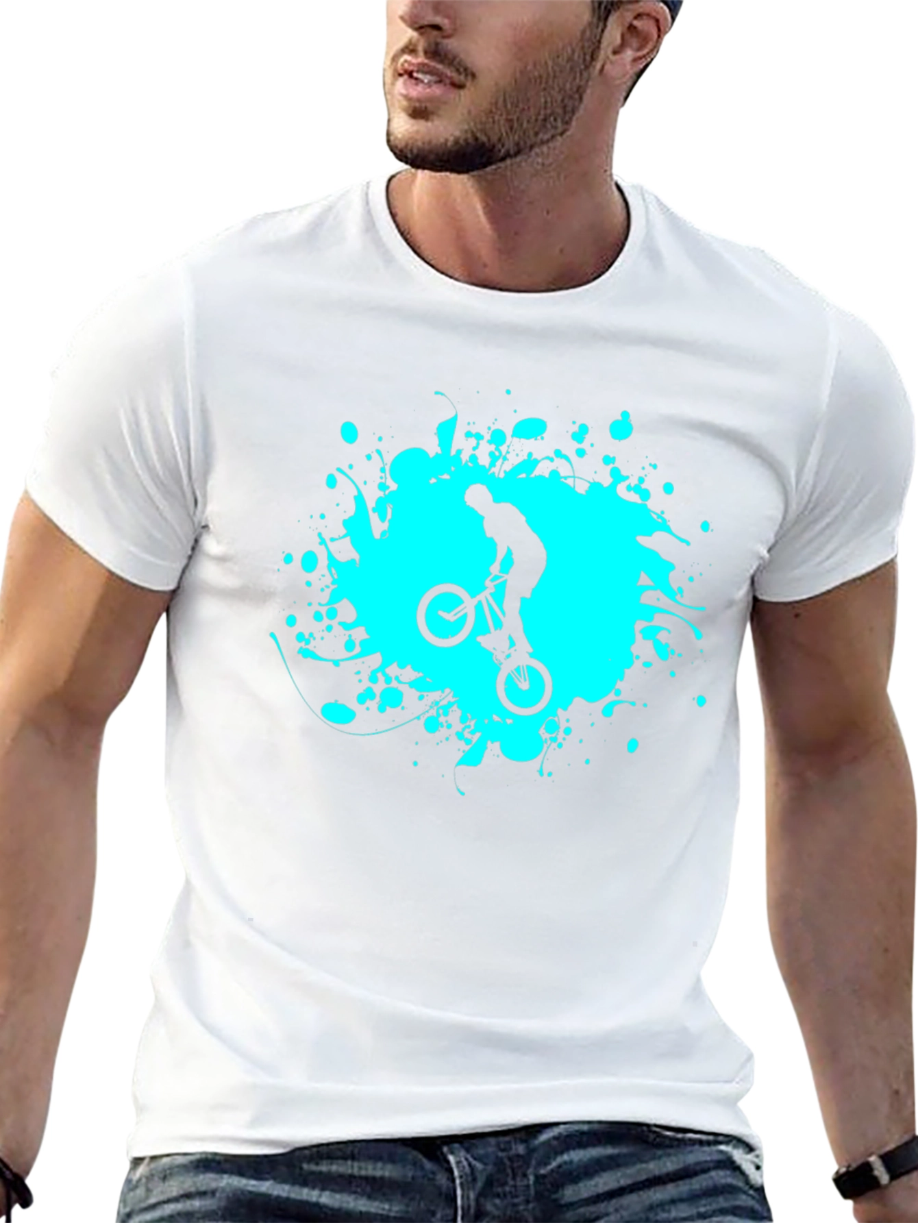BMX Rider Graphic Tee - Black Cotton Blend