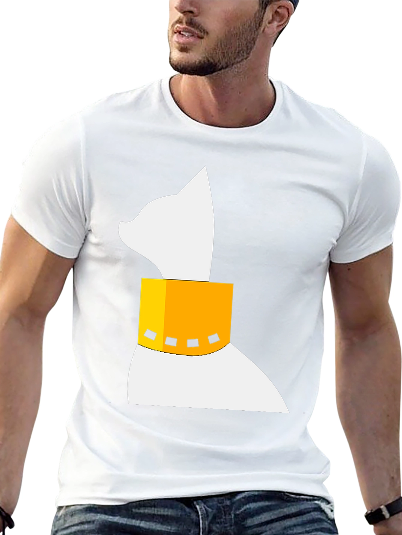 Cat with Collar Black T-Shirt