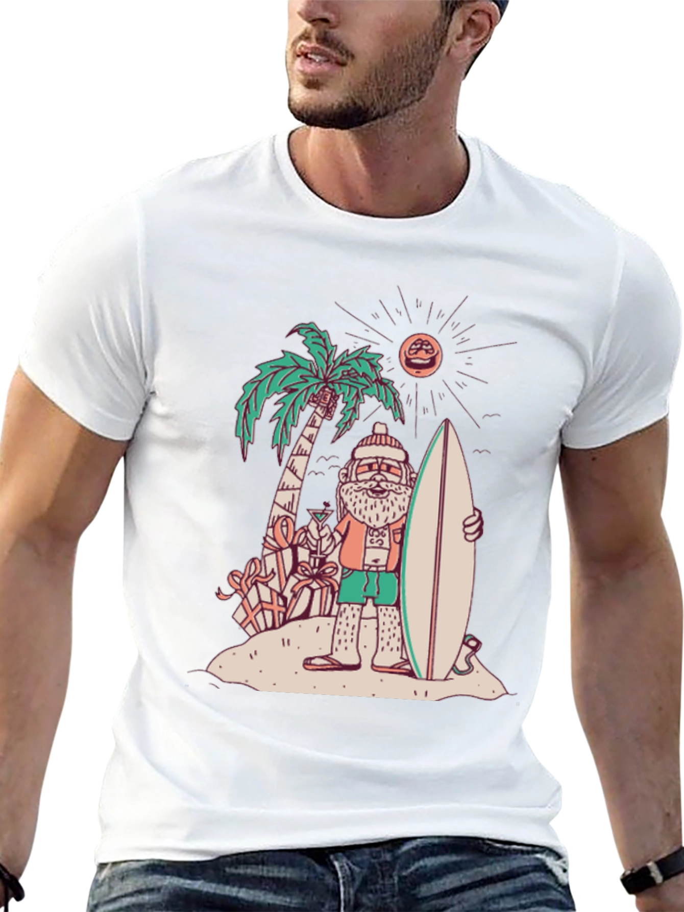 Tropical Santa Surfer T-Shirt
