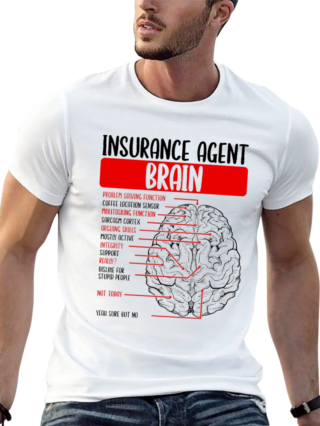 Insurance Agent Brain Diagram Funny T-Shirt