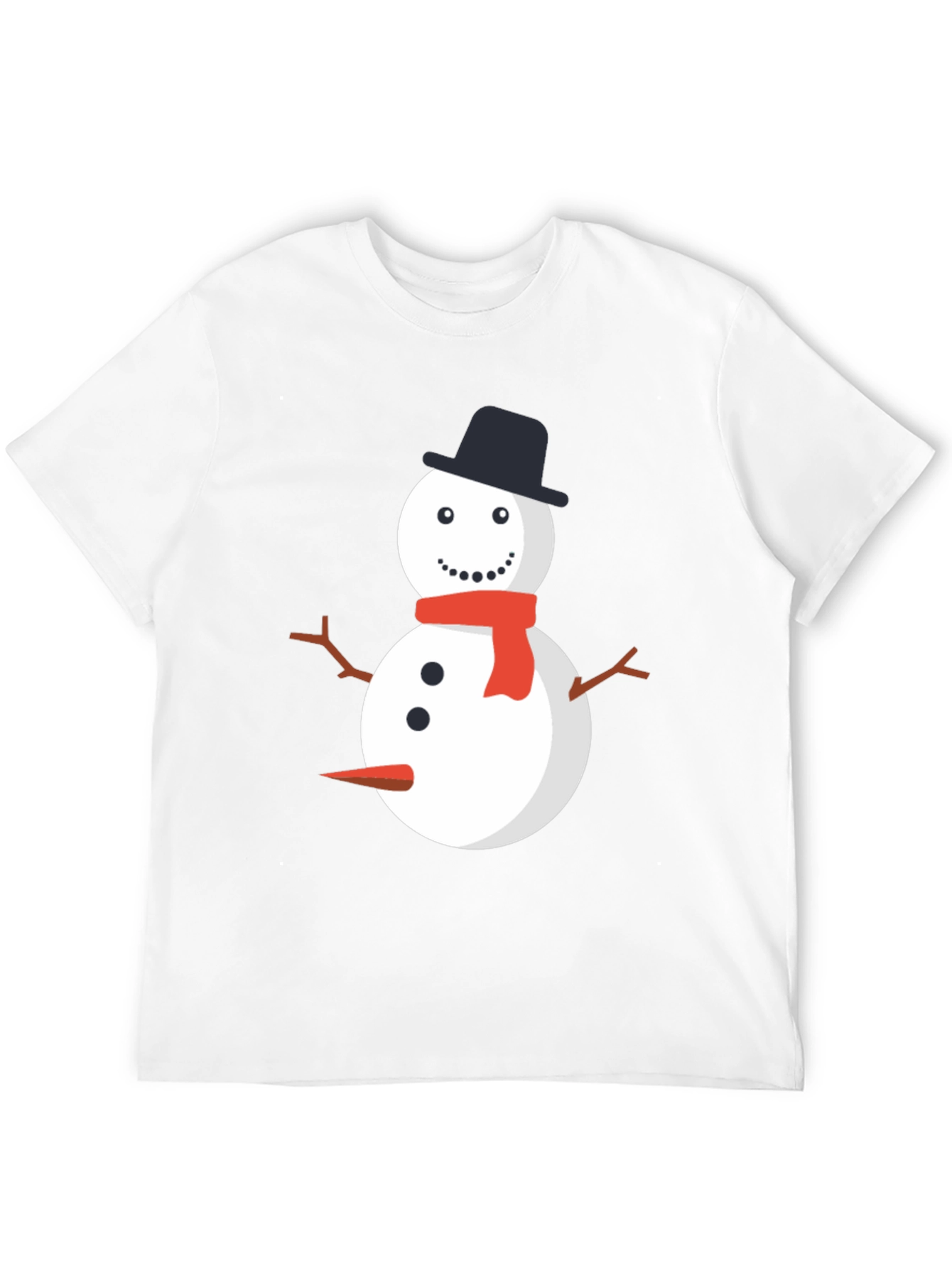 Snowman Graphic Tee - Black Cotton Holiday Shirt