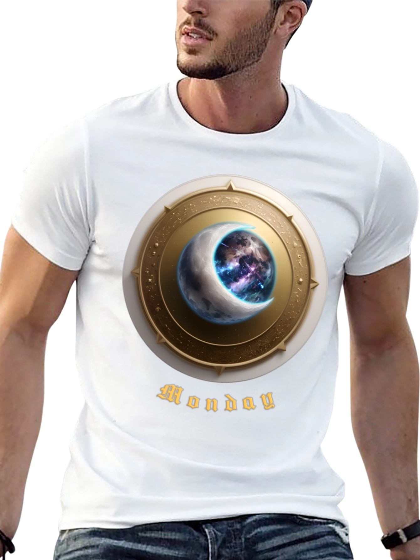 Monday Moon Graphic T-Shirt - Celestial Design