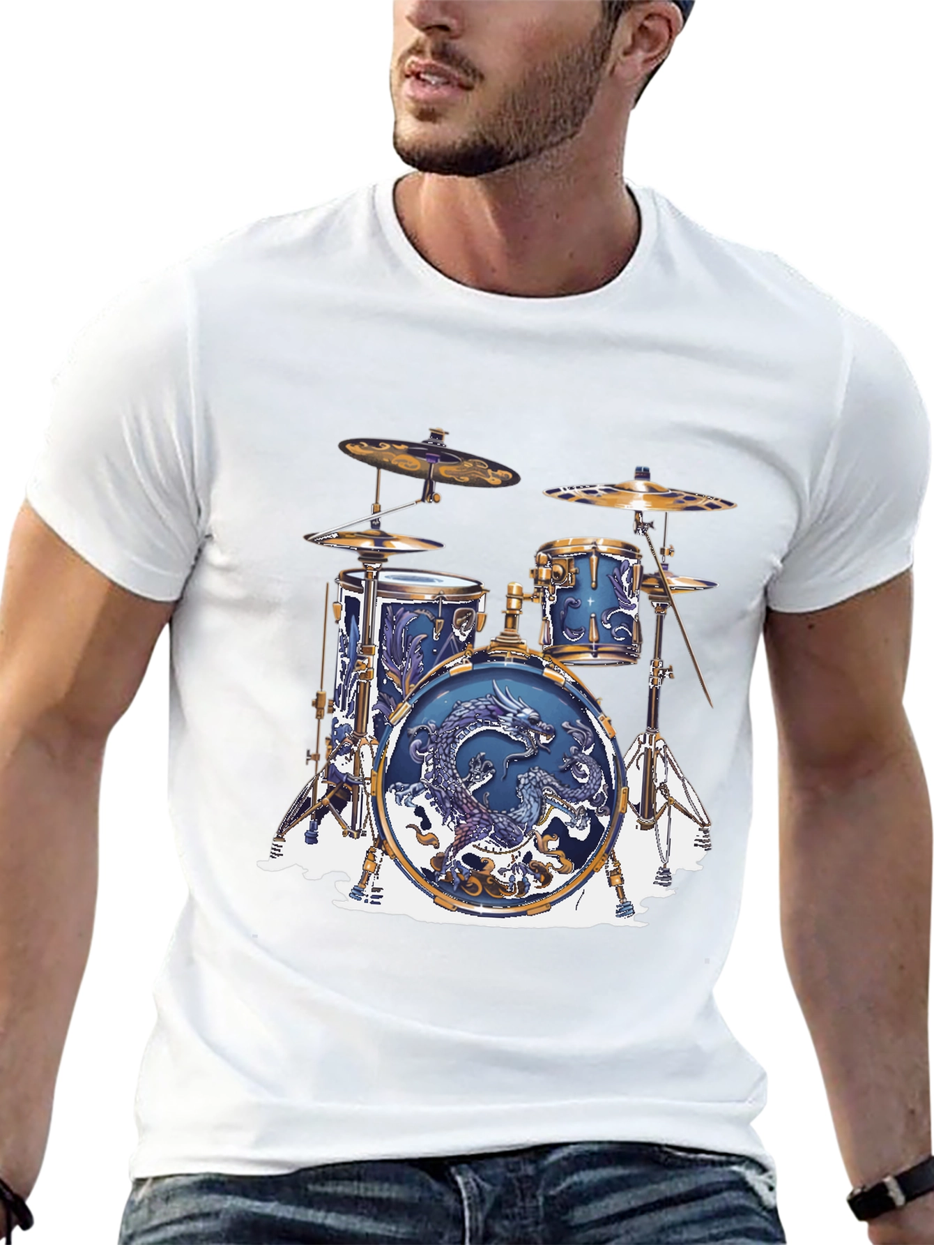 Dragon Drum Set Graphic Tee - Musician Style