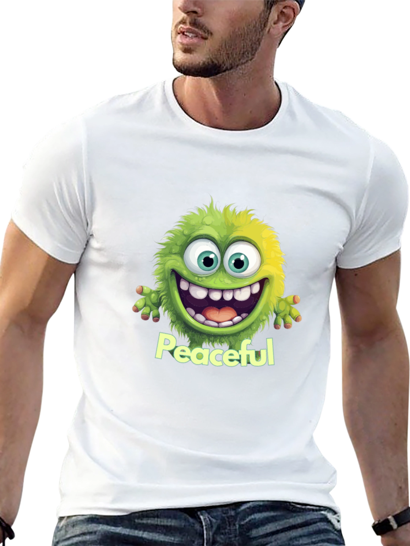 Peaceful Monster Graphic Tee - Soft Black Cotton T-Shirt