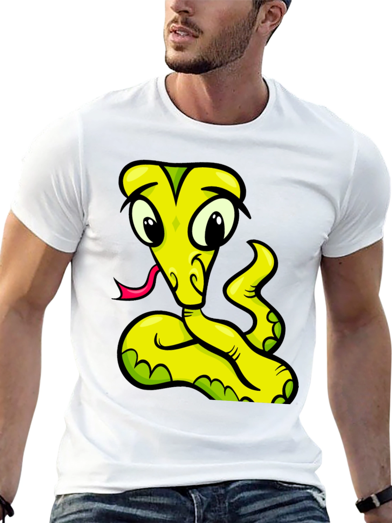 Cartoon Snake Graphic Tee - Black T-Shirt