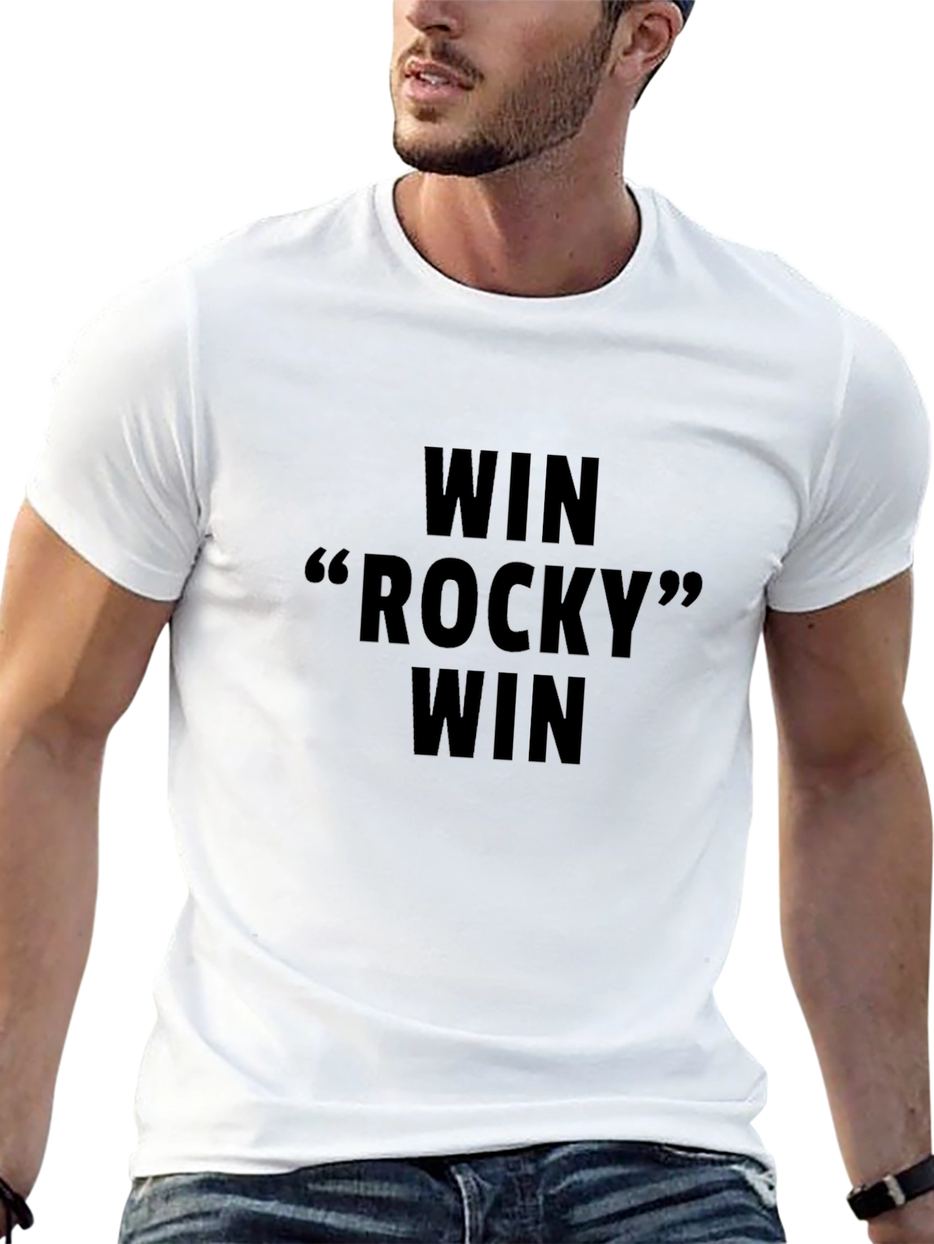 Rocky Balboa Win Slogan Black T-Shirt
