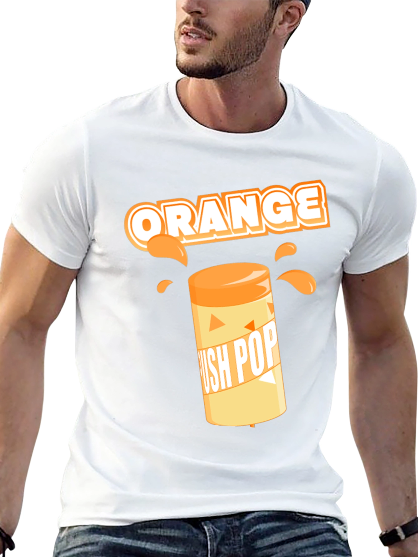Orange Push Pop T-Shirt - Novelty Graphic Tee