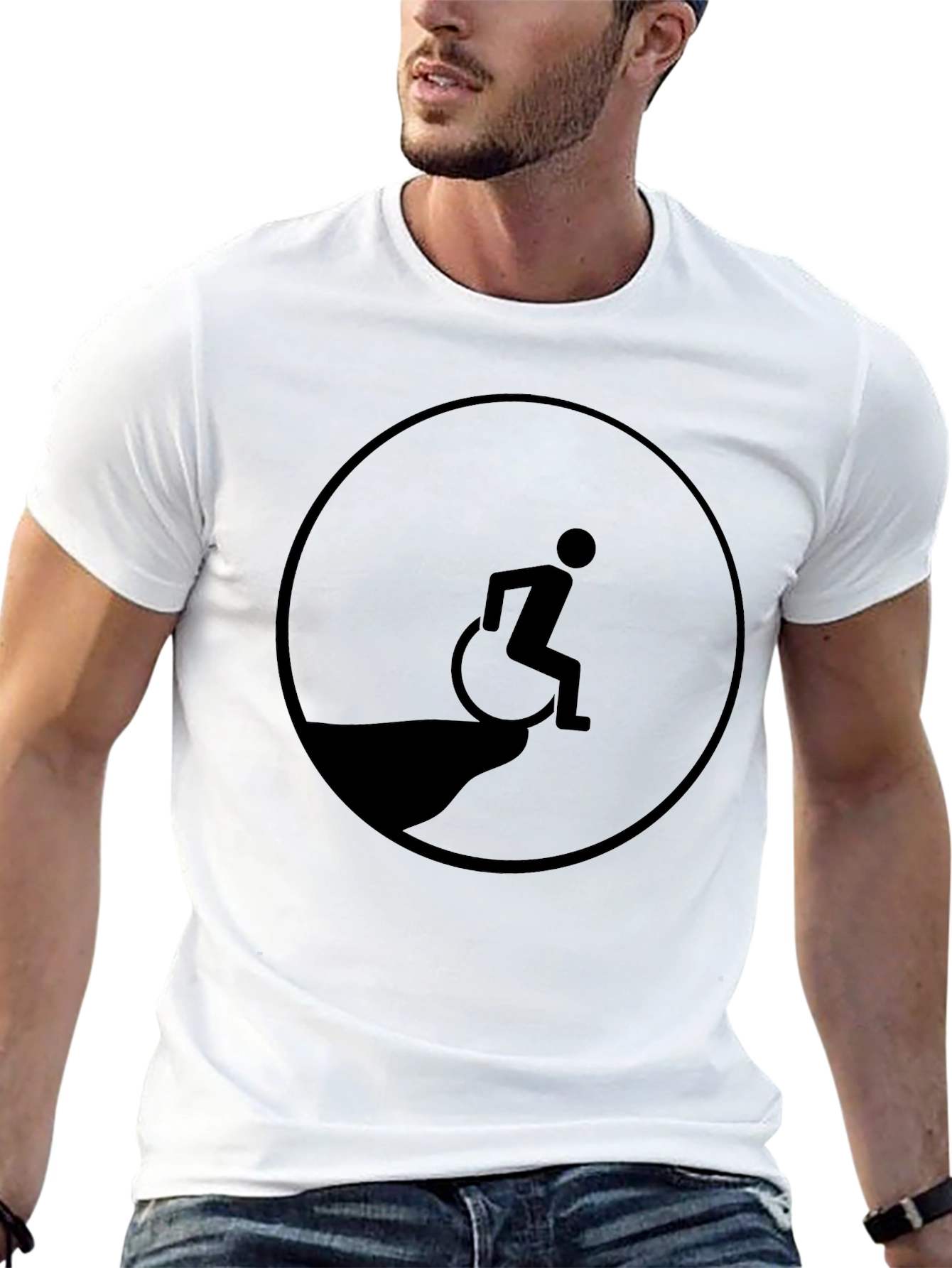 Edgy Humor T-Shirt - Wheelchair Cliff Design