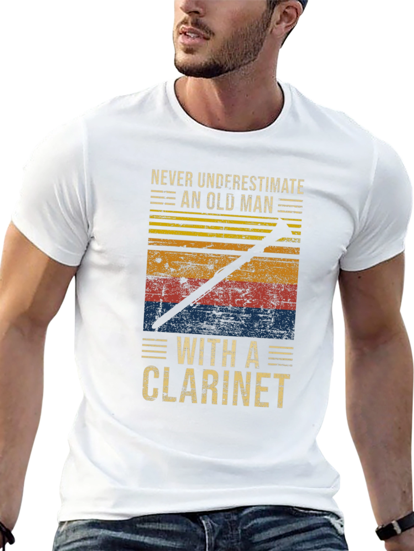 Never Underestimate Old Man with Clarinet T-Shirt