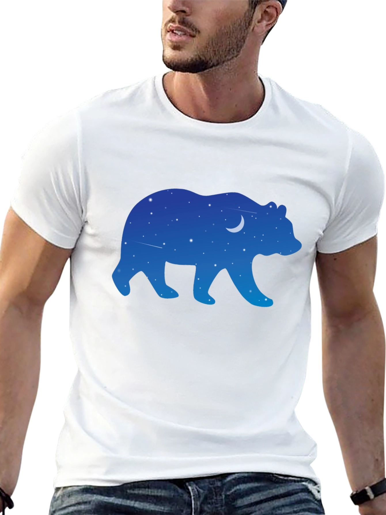 Night Sky Bear Graphic Tee - Black
