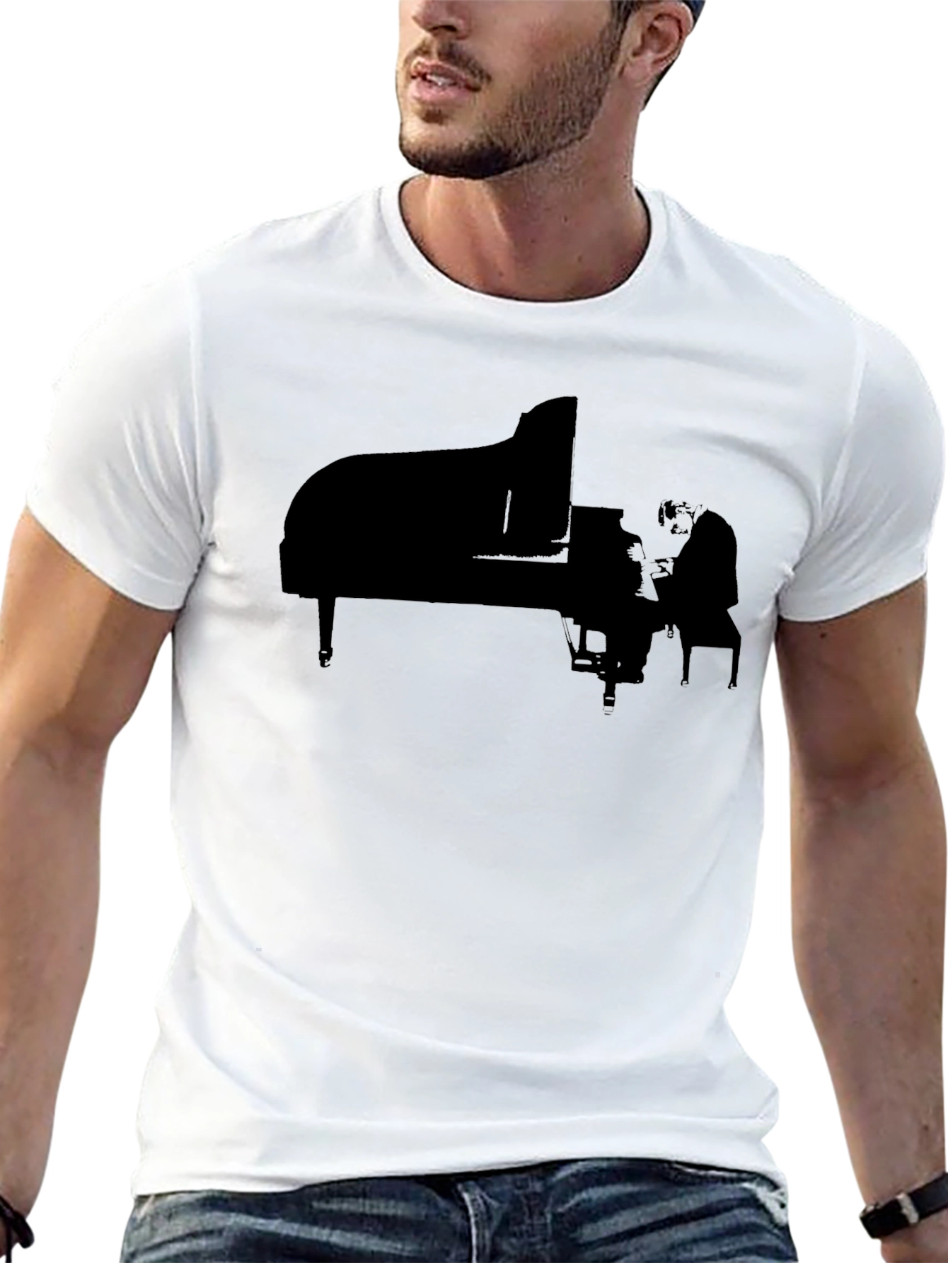 Piano Player Graphic Tee - Black
