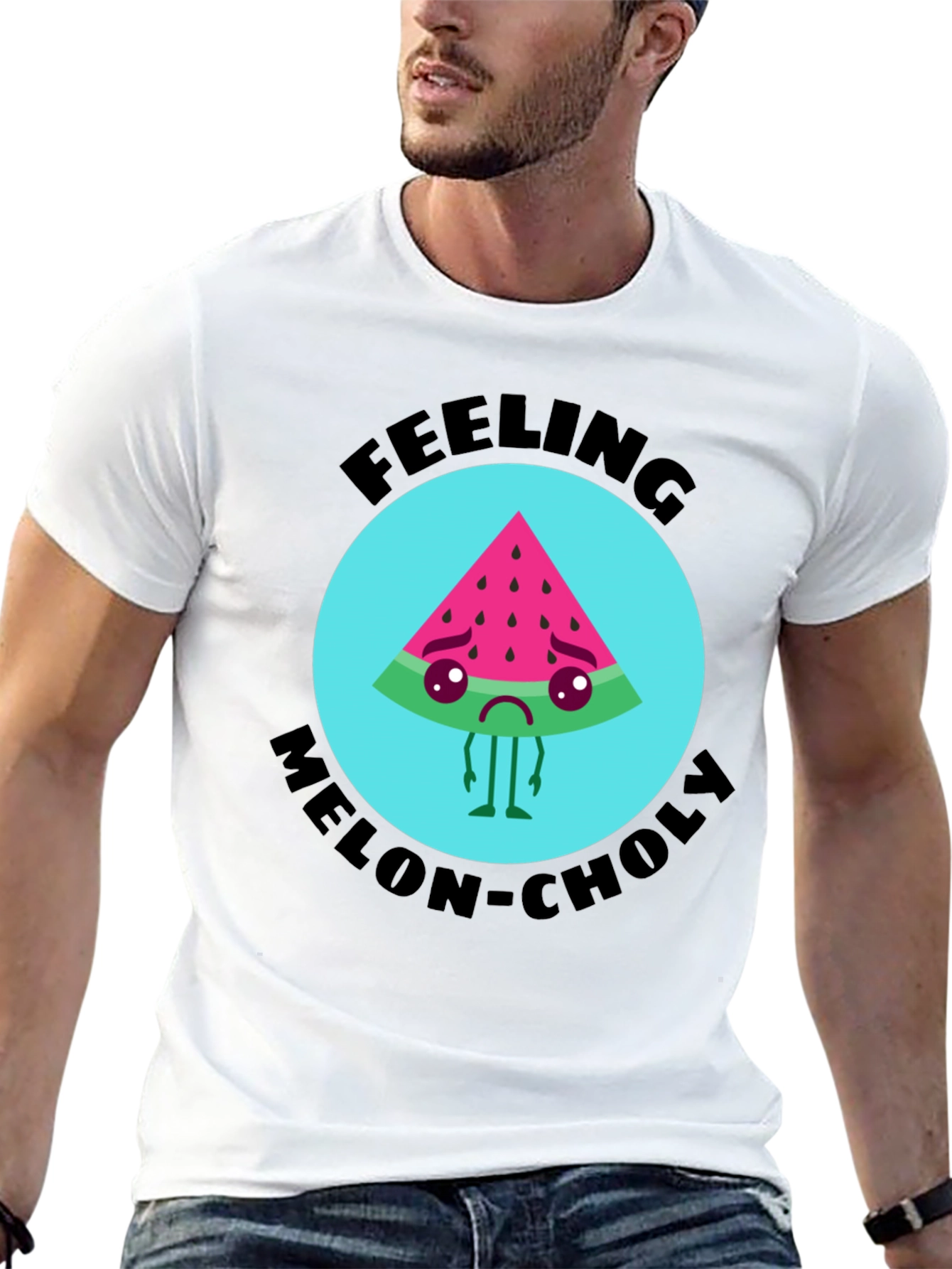 Melon-choly Graphic Tee - Sad Watermelon T-Shirt