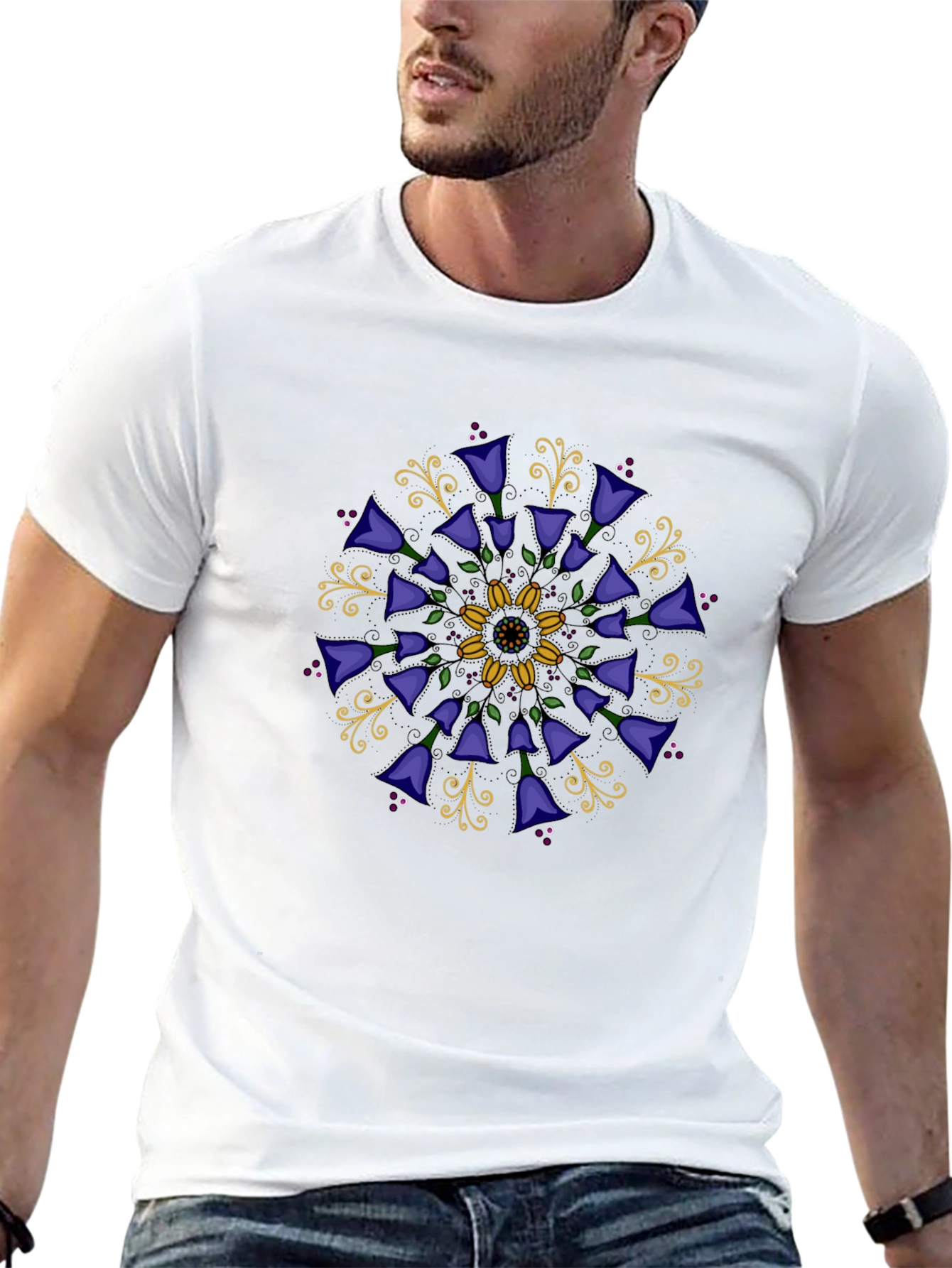 Floral Mandala Graphic Tee - Black