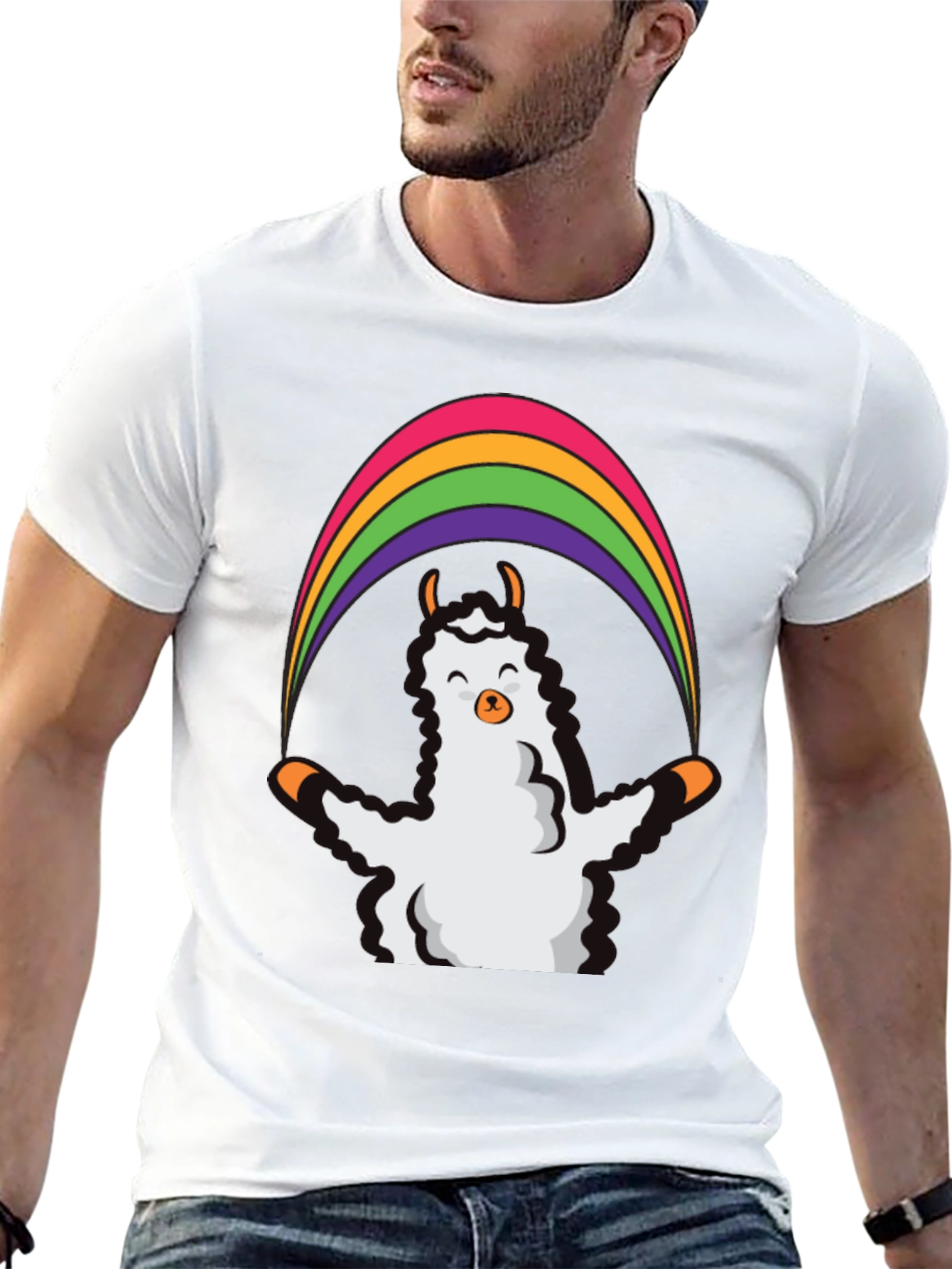 Llama Rainbow Graphic Tee - Soft & Stylish