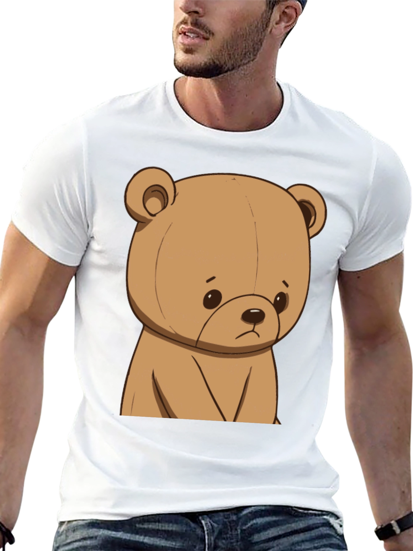Sad Teddy Bear Graphic Tee - Unisex Black T-Shirt