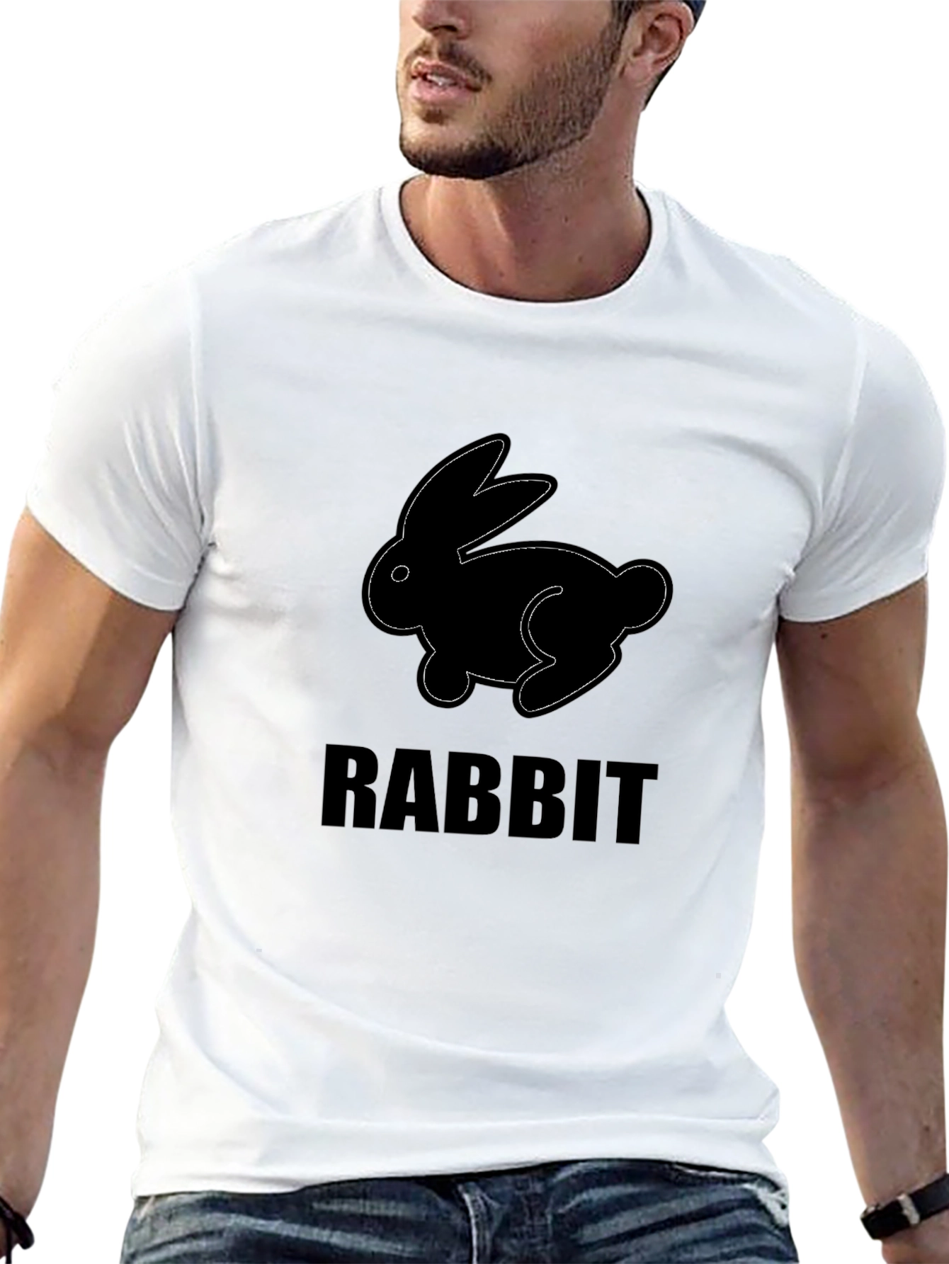 Rabbit Graphic Print Crew Neck T-Shirt