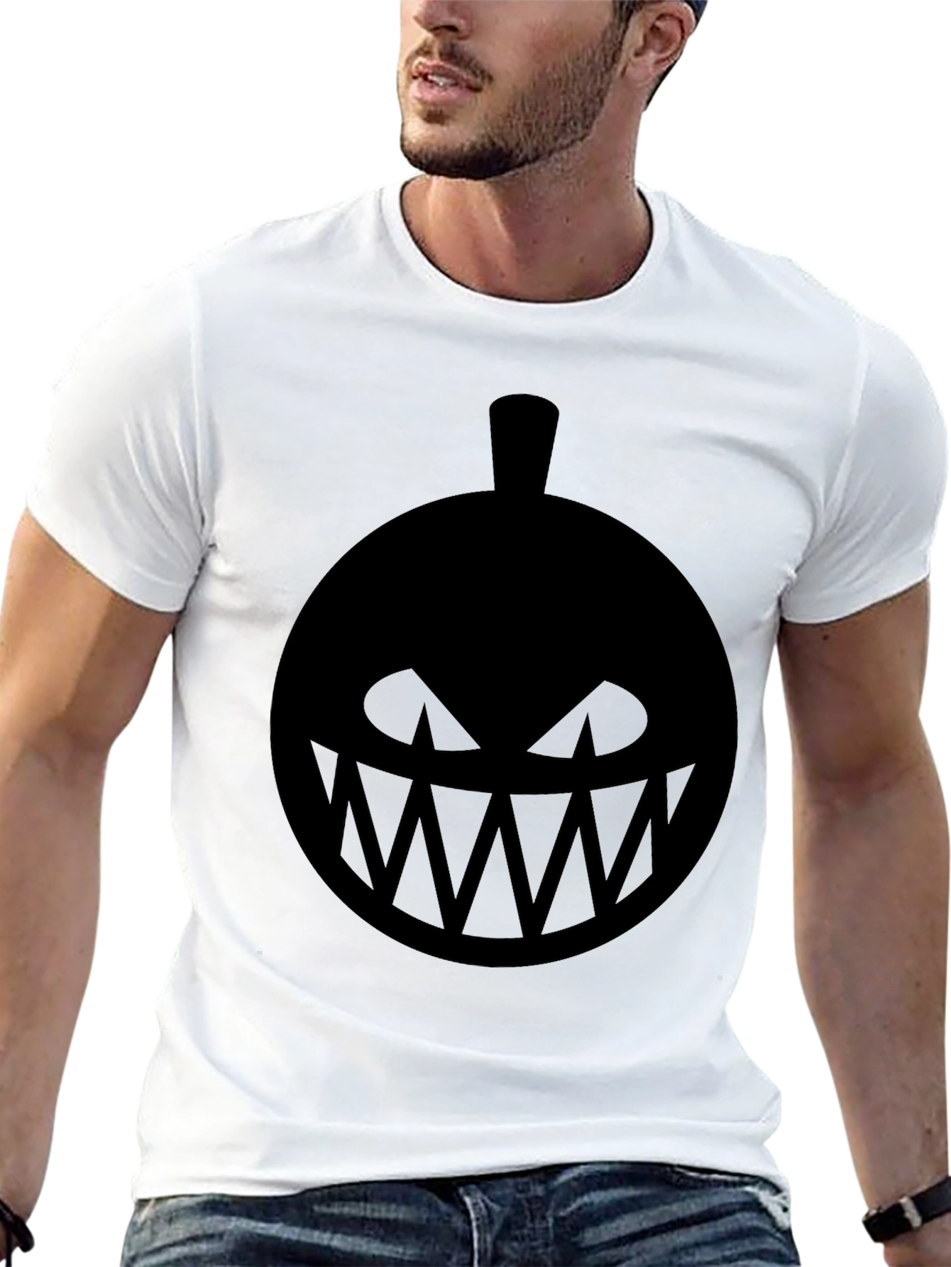 Spooky Pumpkin Face Graphic Tee - Halloween Shirt