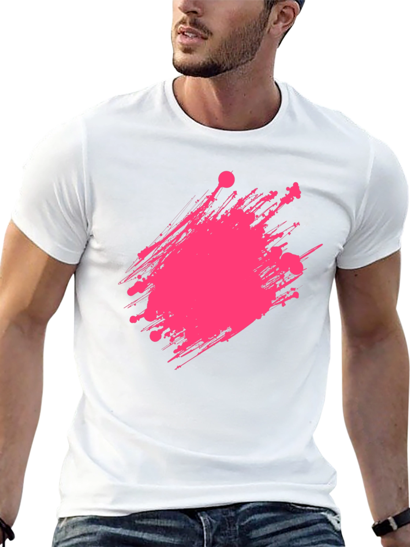 Modern Graphic Print Crew Neck T-Shirt