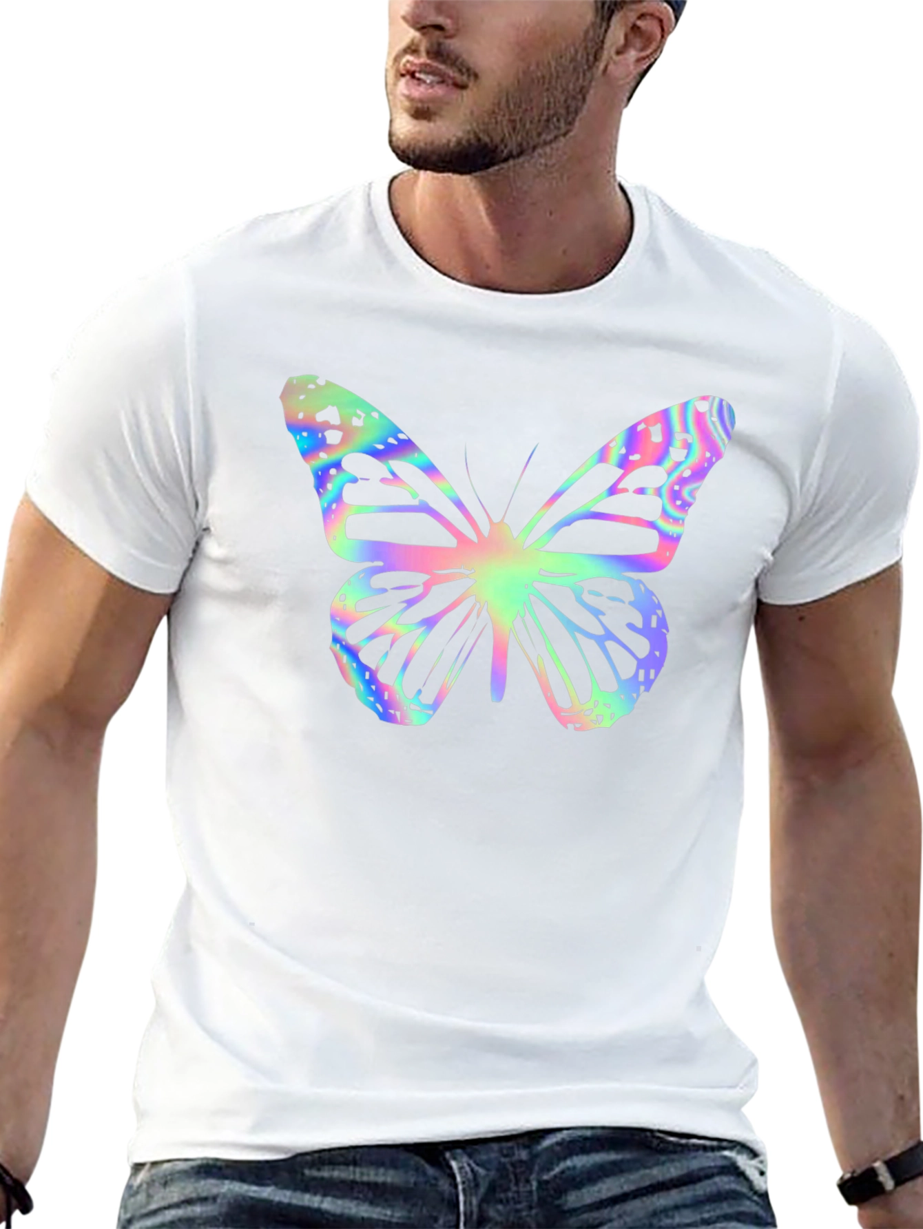 Butterfly Print Black T-Shirt
