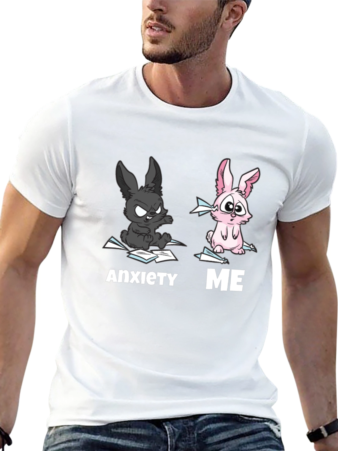 Anxiety vs Me T-Shirt Funny Rabbit Tee