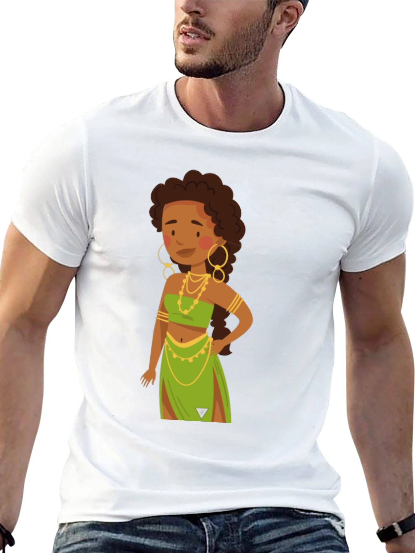 Cartoon Woman Graphic Black T-Shirt