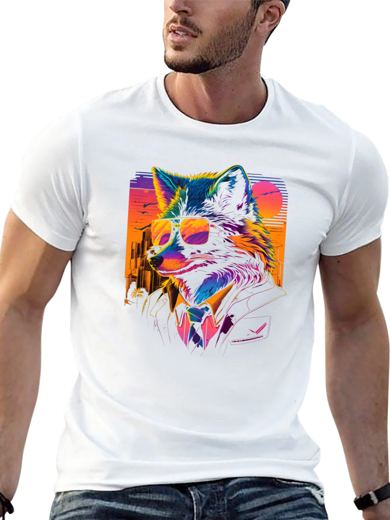 Cool Fox in Suit T-Shirt - Vibrant Graphic Tee