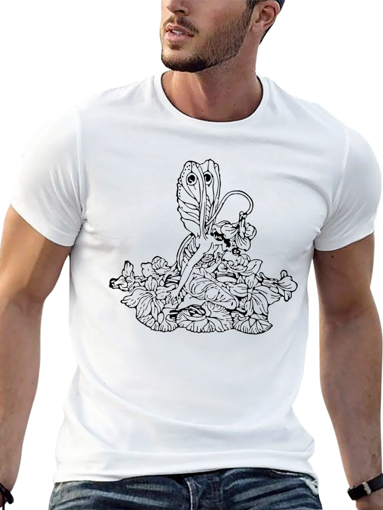 Dark Fairy Graphic Tee - Mens Black Cotton T-Shirt
