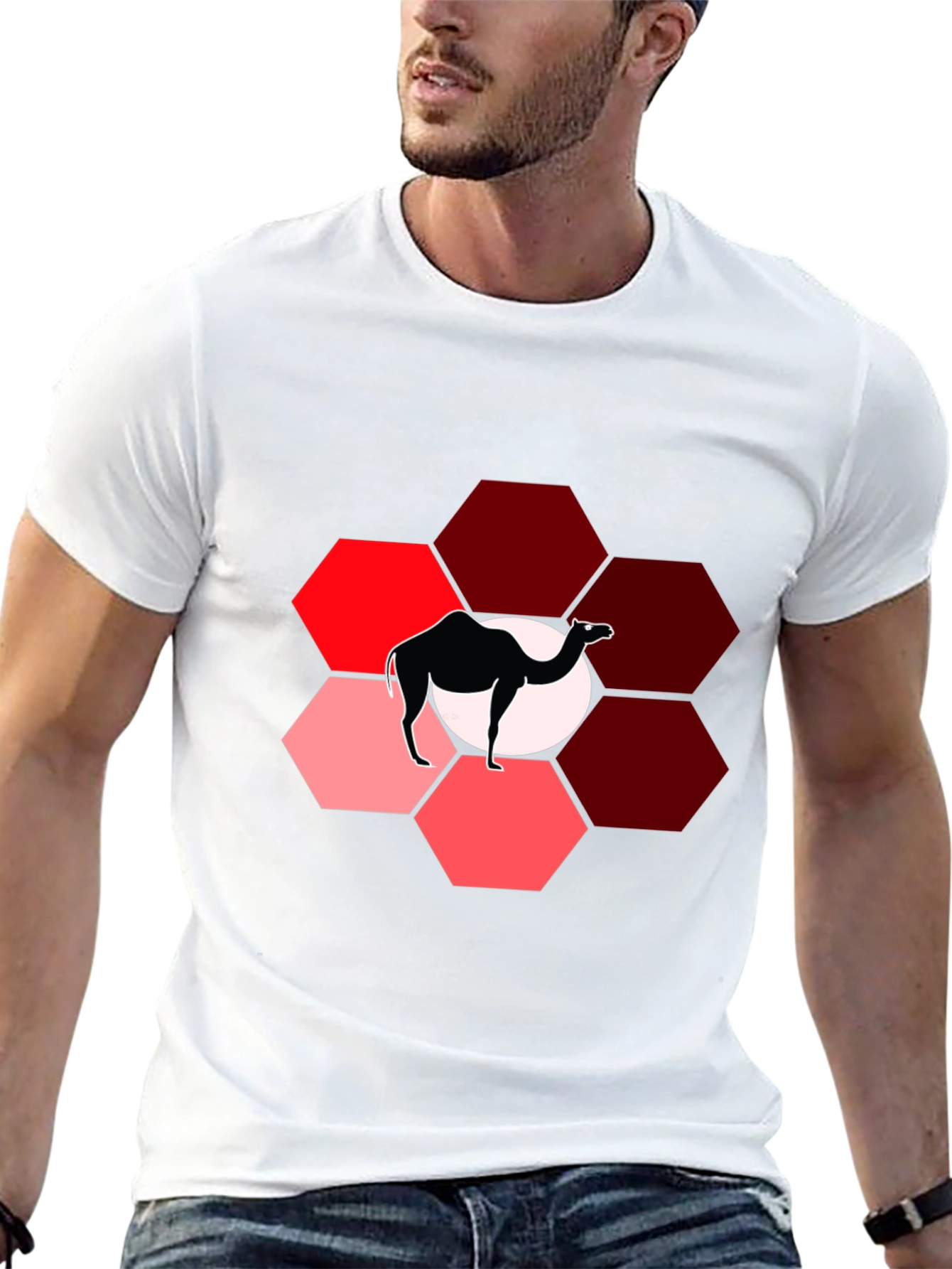 Camel Hexagon Graphic T-Shirt