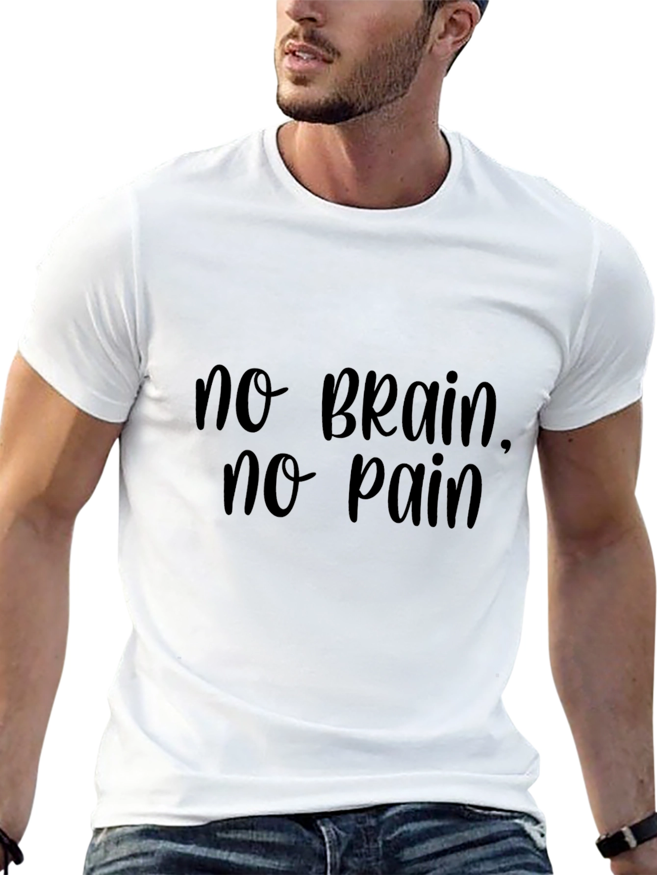 No Brain No Pain T-Shirt Funny Slogan Tee