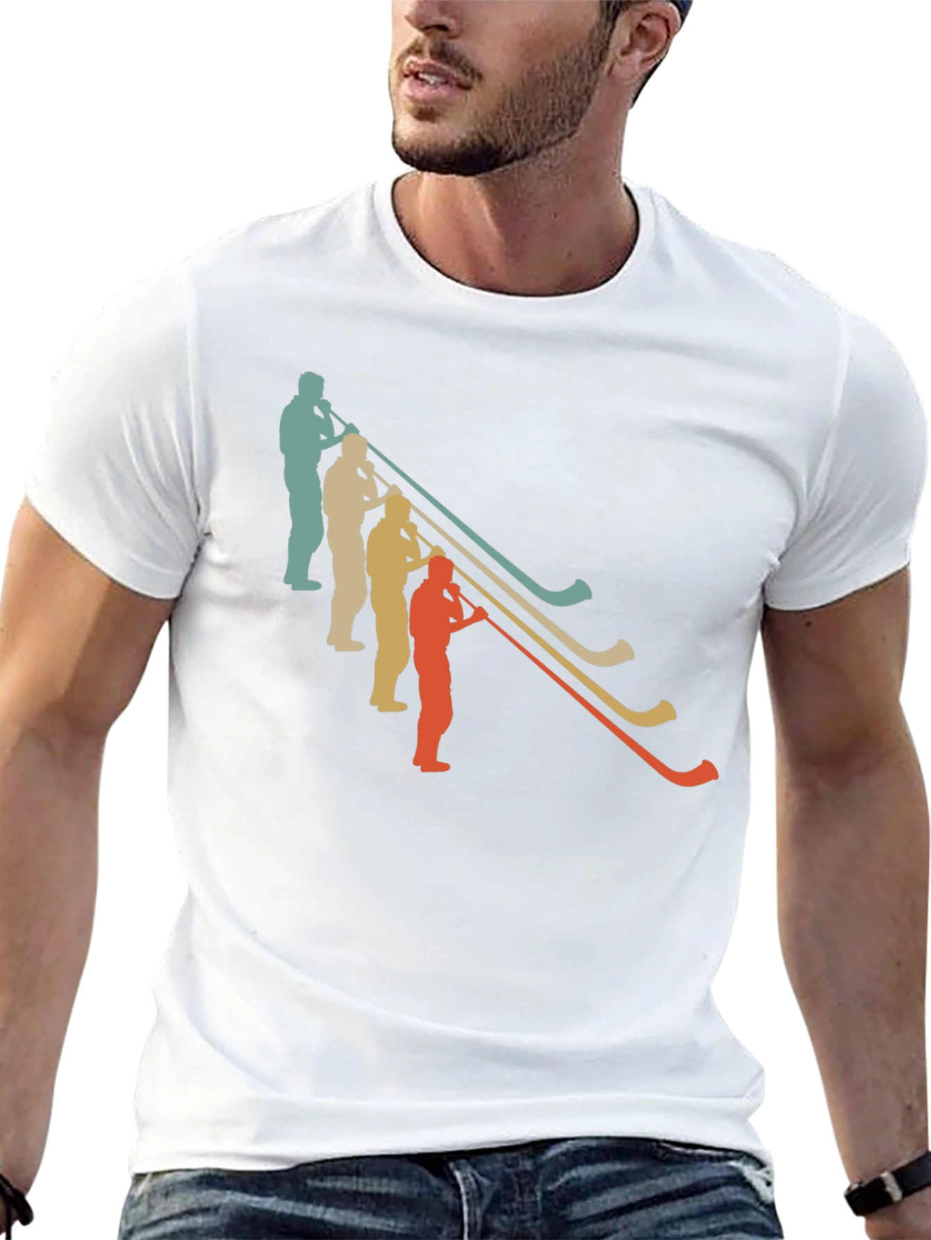 Retro Alphorn Players Graphic T-Shirt