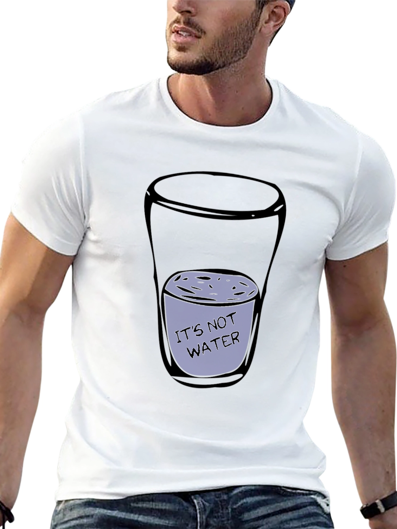 Humorous Its Not Water Graphic Tee - Black