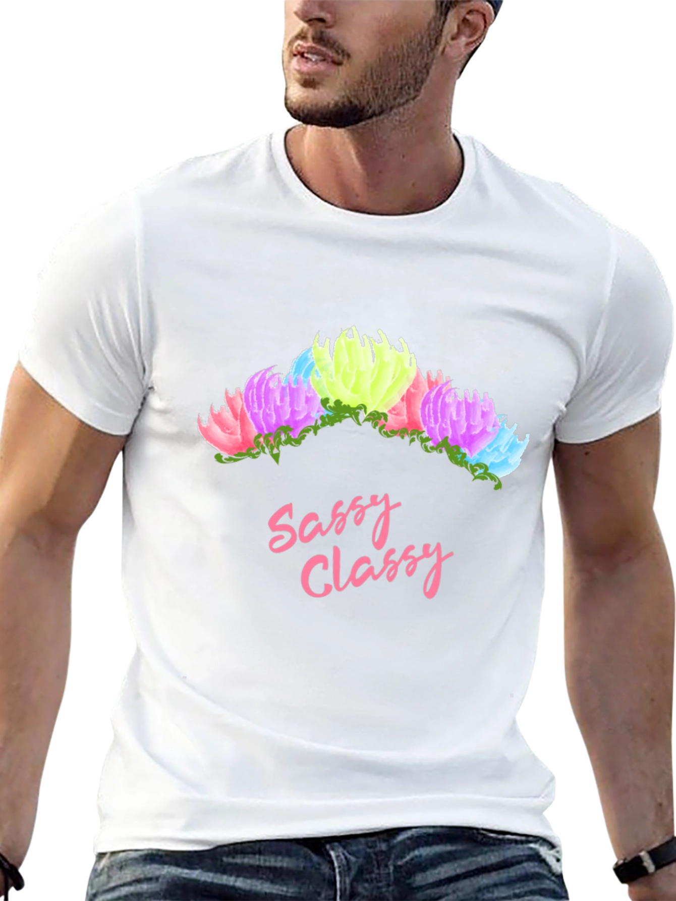 Sassy Classy Graphic Tee - Floral Crown Design