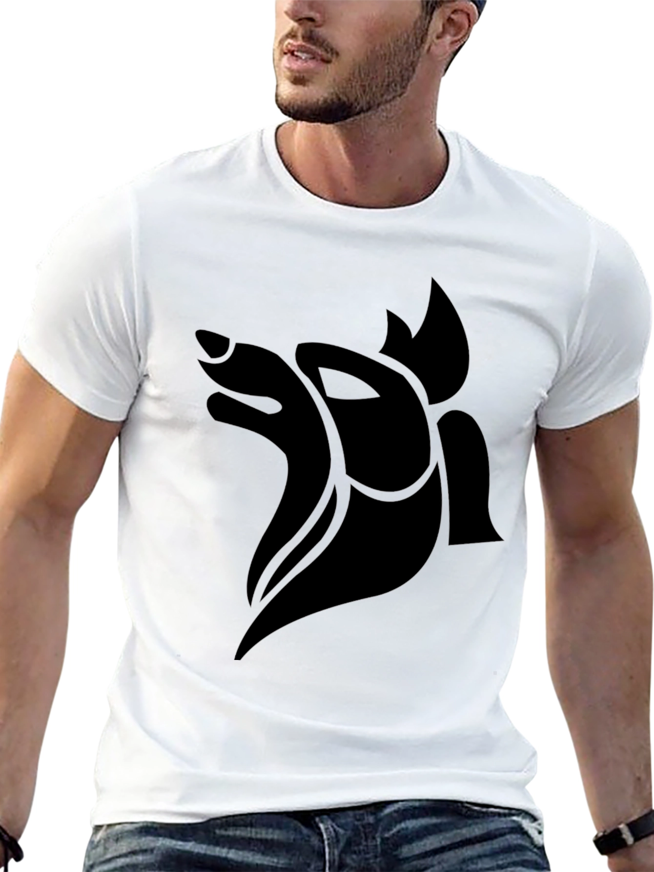 Abstract Fox Graphic Black T-Shirt